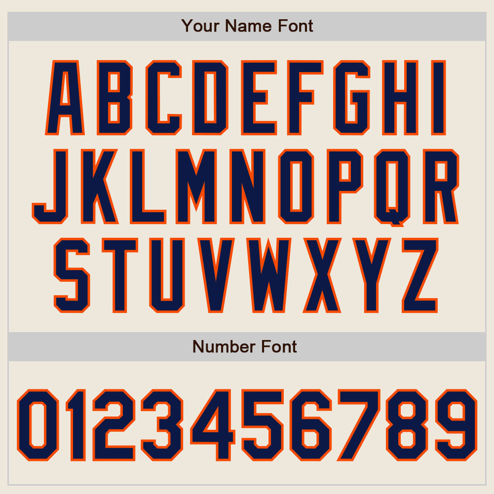 Custom Cream (Navy Orange Pinstripe) Navy-Orange Authentic Baseball Jersey baseball jersey product view 5