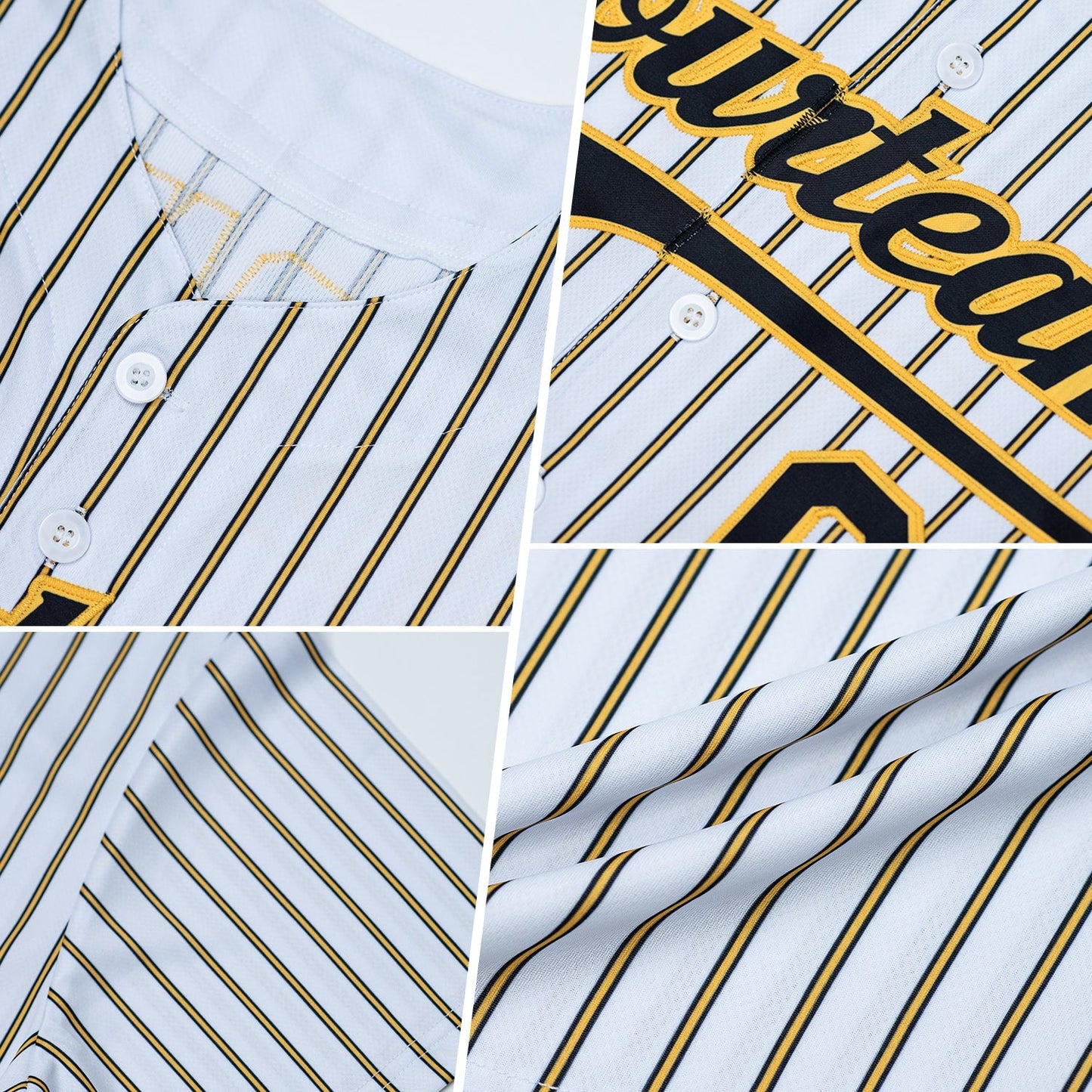 Custom Cream (Navy Gold Pinstripe) Navy-Gold Authentic Baseball Jersey baseball jersey product view 2