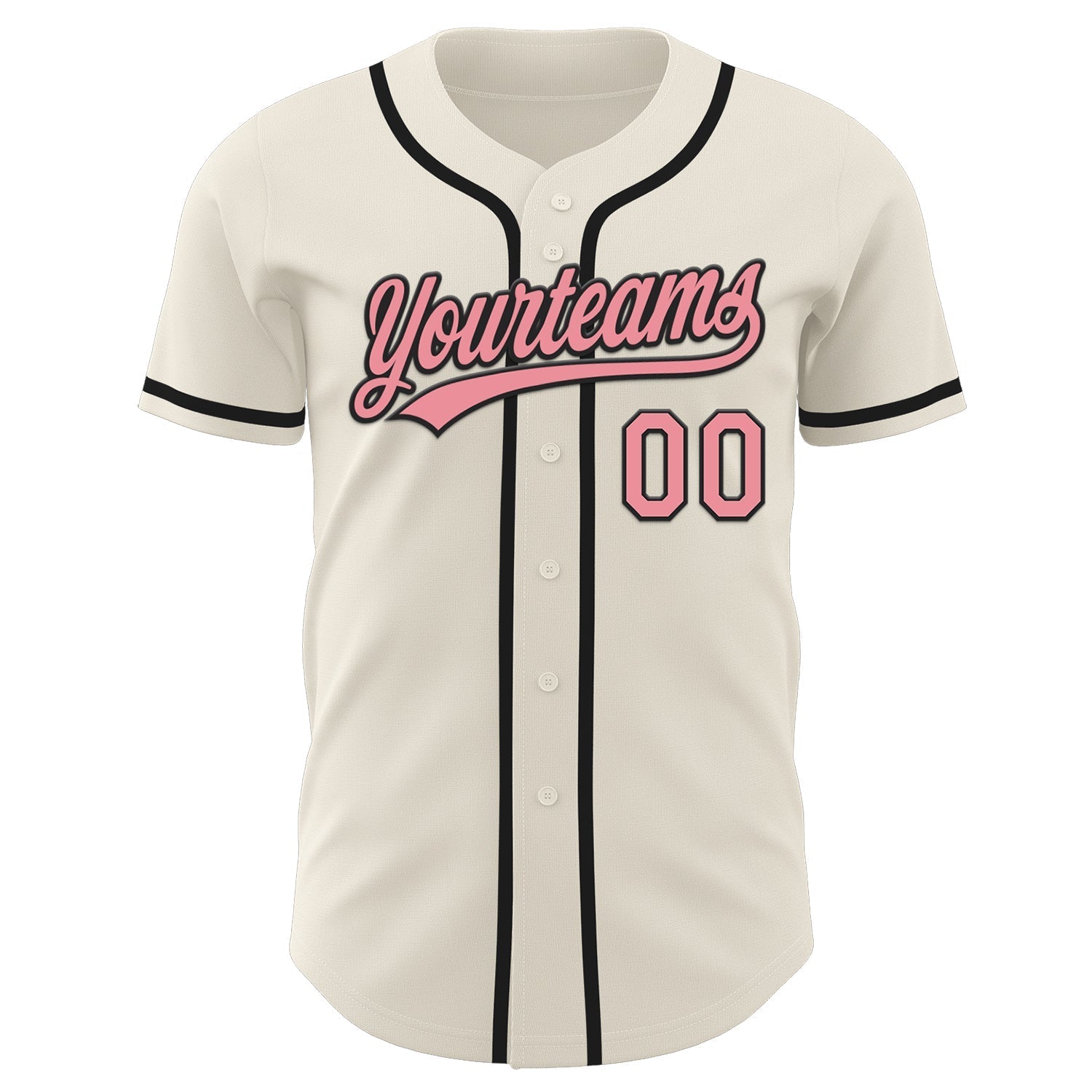 Custom Cream Medium Pink-Black Authentic Baseball Jersey baseball jersey product view 2