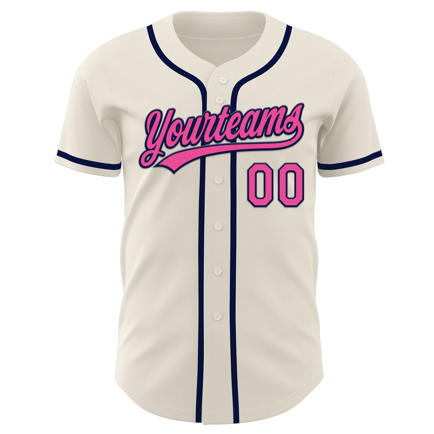 Custom Cream Pink-Navy Authentic Baseball Jersey baseball jersey product view 2