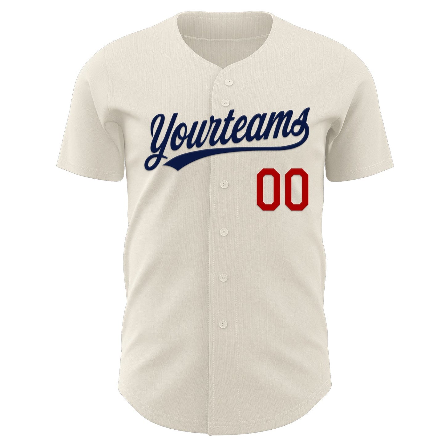 Custom Cream Navy-Red Authentic Baseball Jersey baseball jersey product view 2