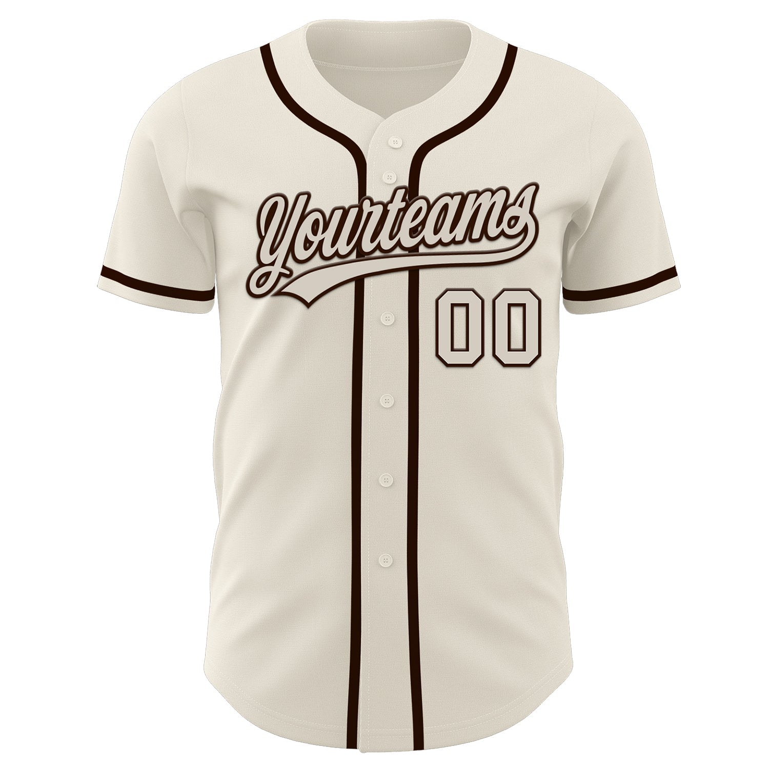 Custom Cream Brown Authentic Baseball Jersey baseball jersey product view 2