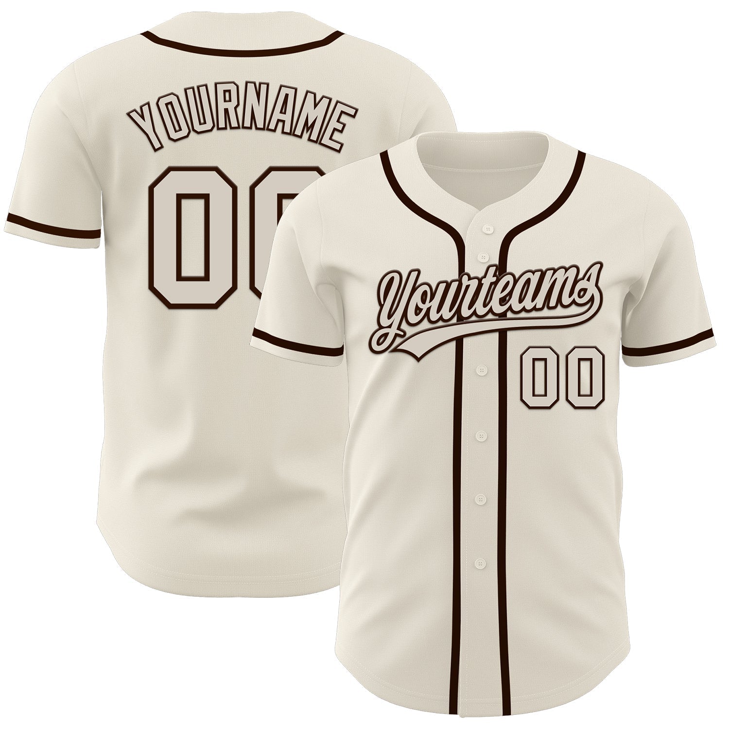 Custom Cream Brown Authentic Baseball Jersey baseball jersey product view 1
