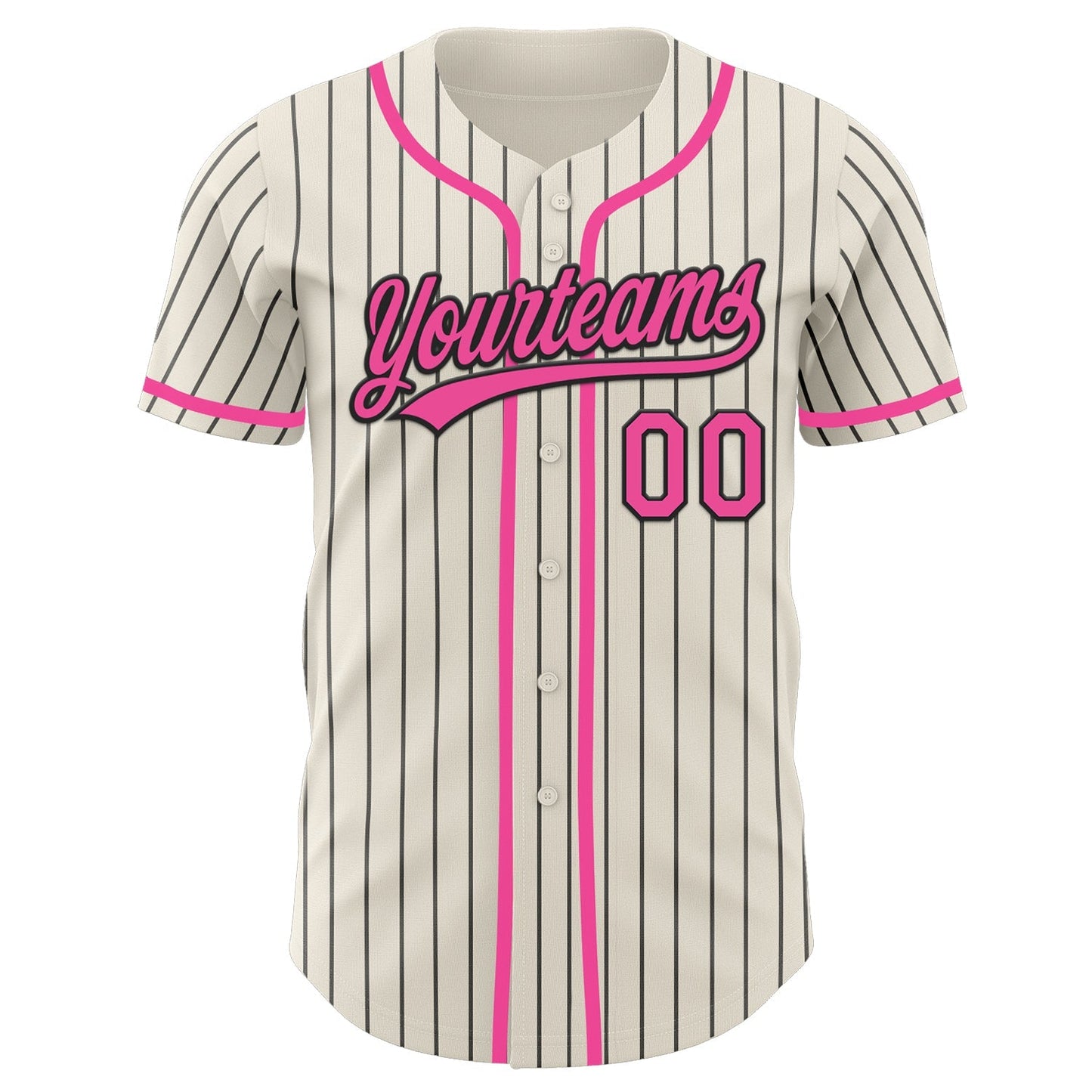 Custom Cream Black Pinstripe Pink Authentic Baseball Jersey baseball jersey product view 2