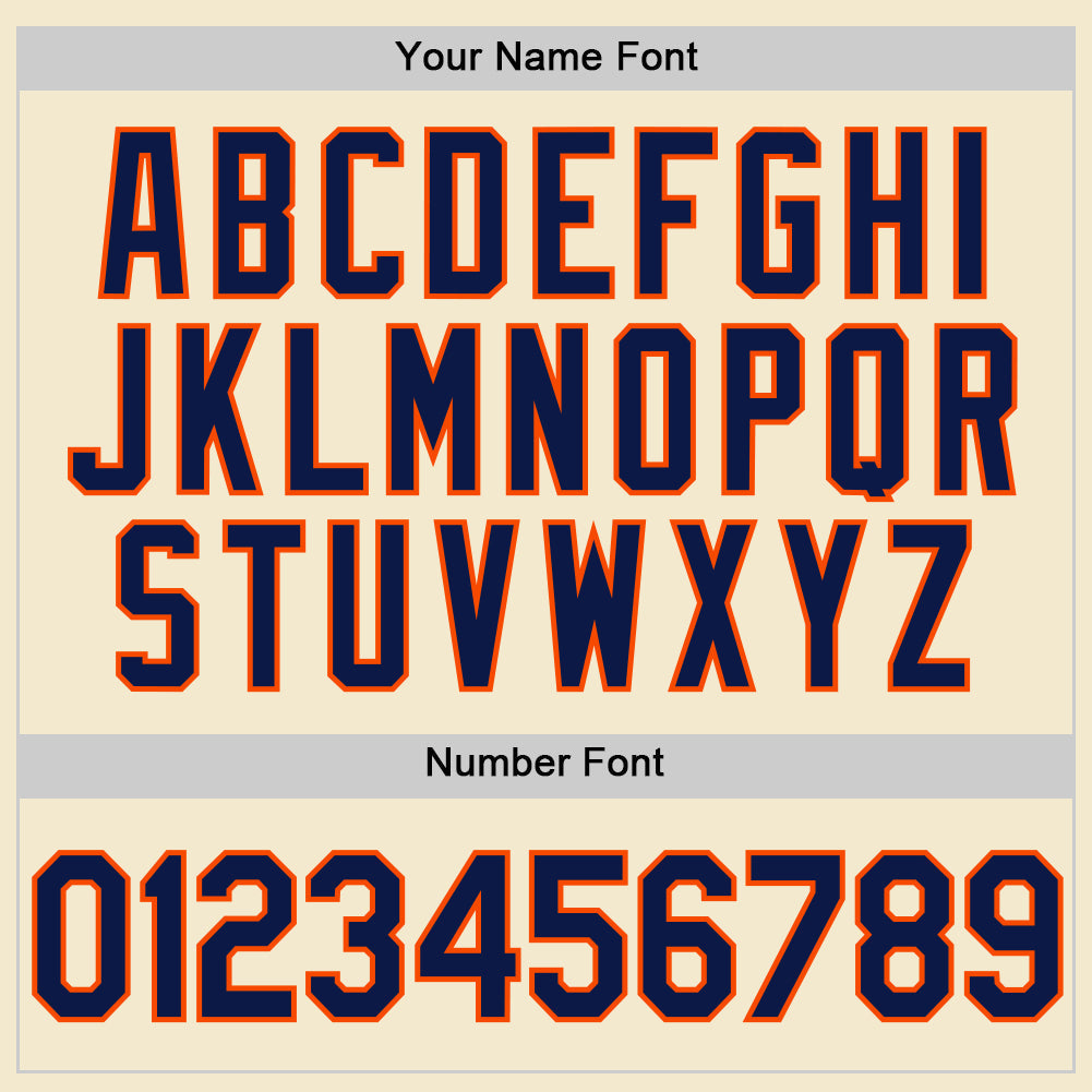 Custom Cream Navy-Orange Authentic Throwback Baseball Jersey baseball jersey product view 5