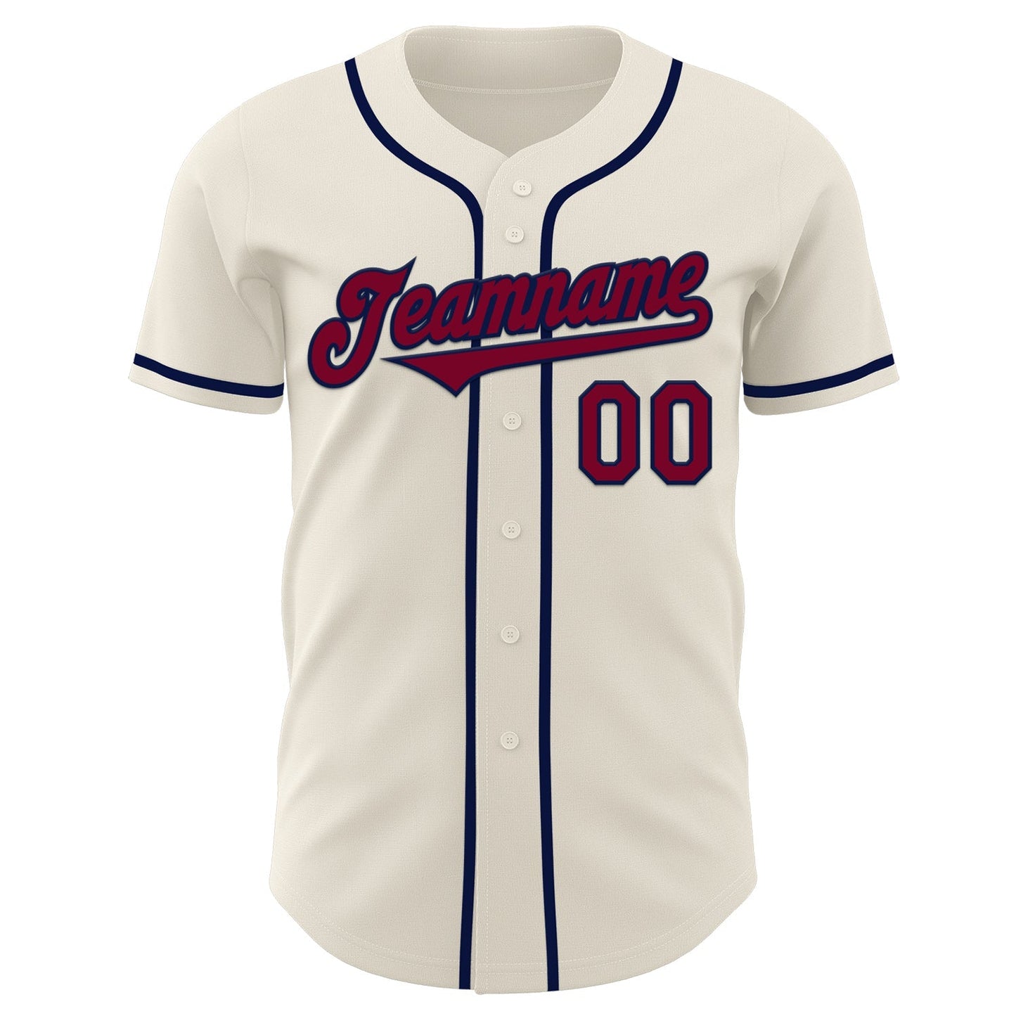 Custom Cream Maroon-Navy Authentic Baseball Jersey baseball jersey product view 2