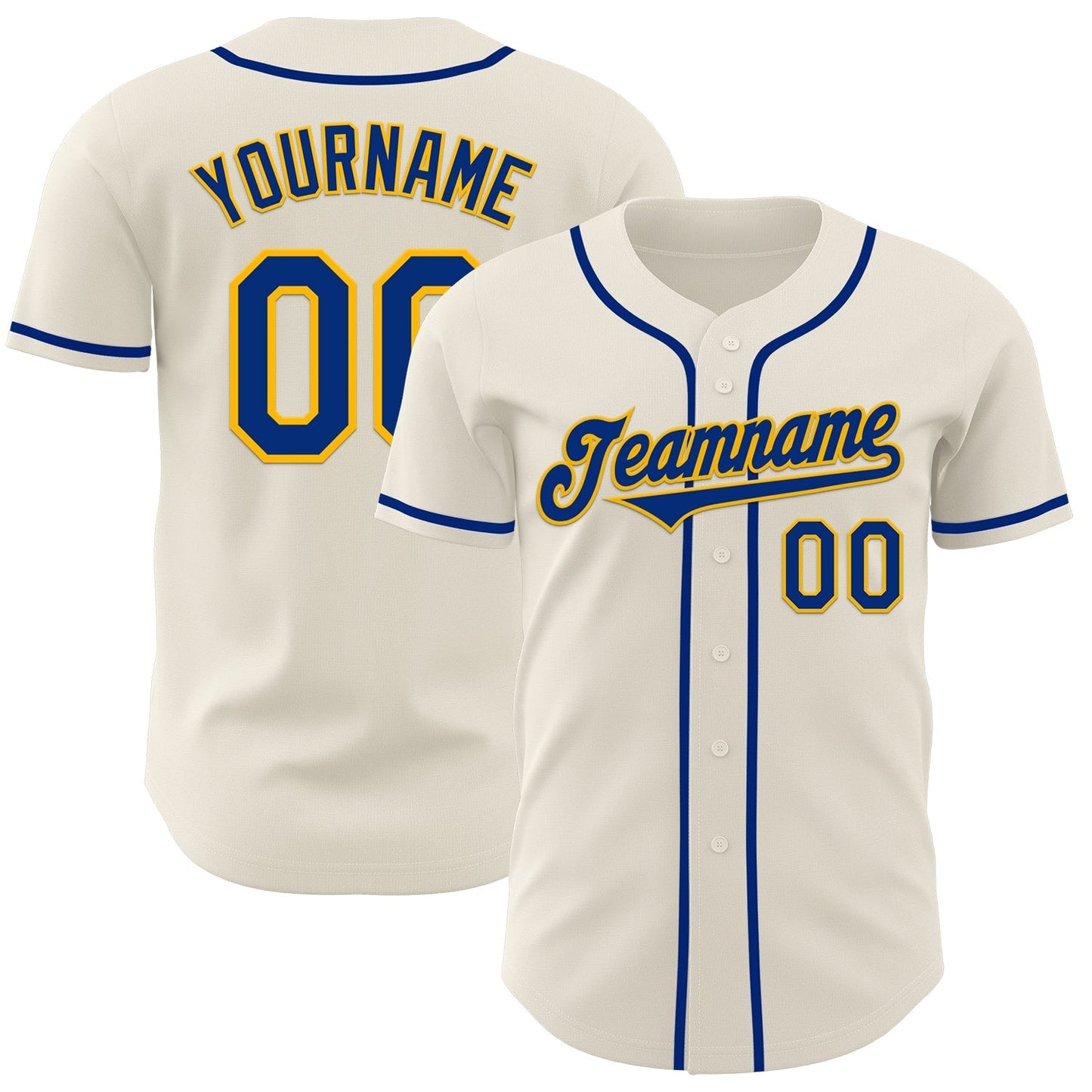 Custom Cream Royal-Gold Authentic Baseball Jersey baseball jersey product view 1