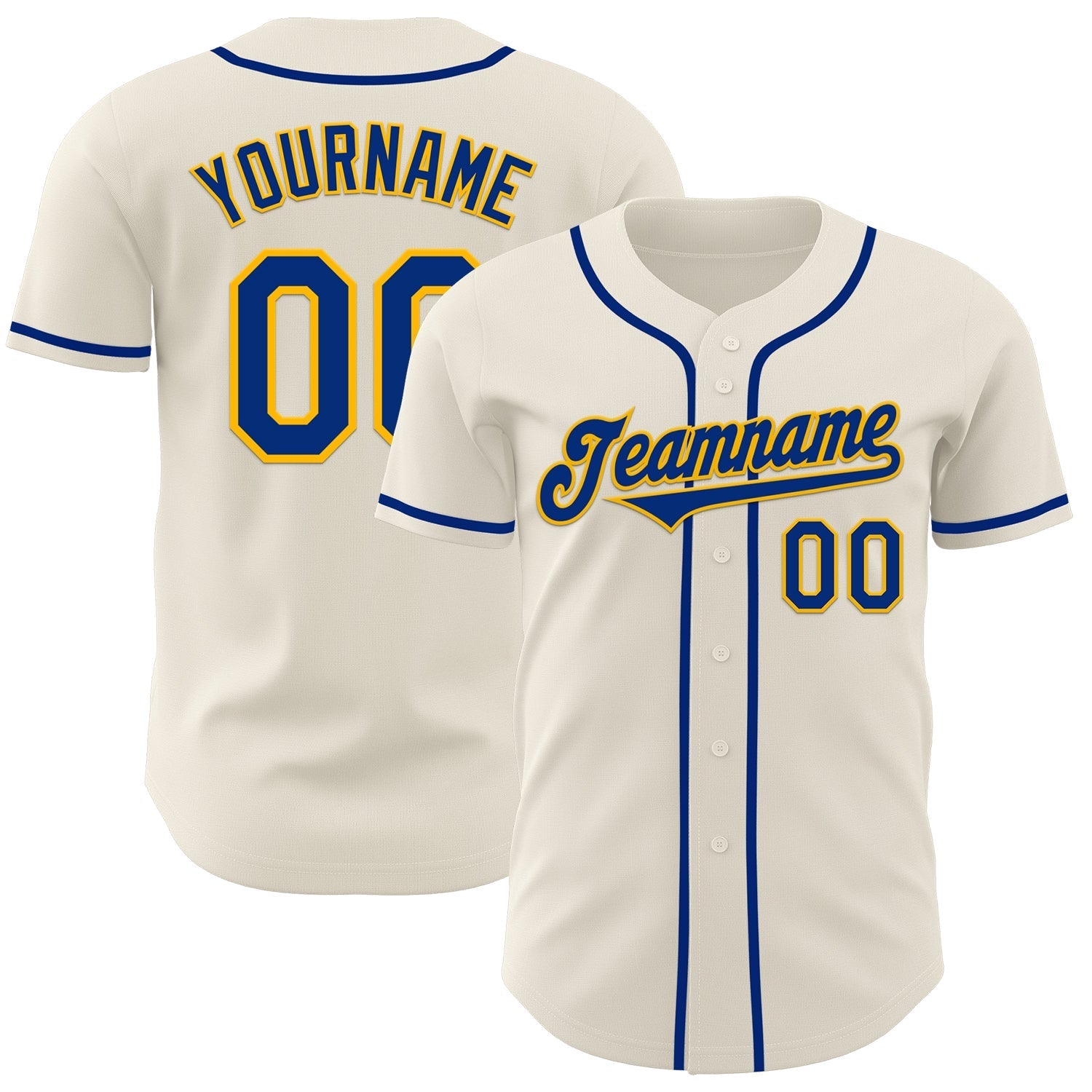 Custom Cream Royal-Gold Authentic Baseball Jersey baseball jersey product view 1