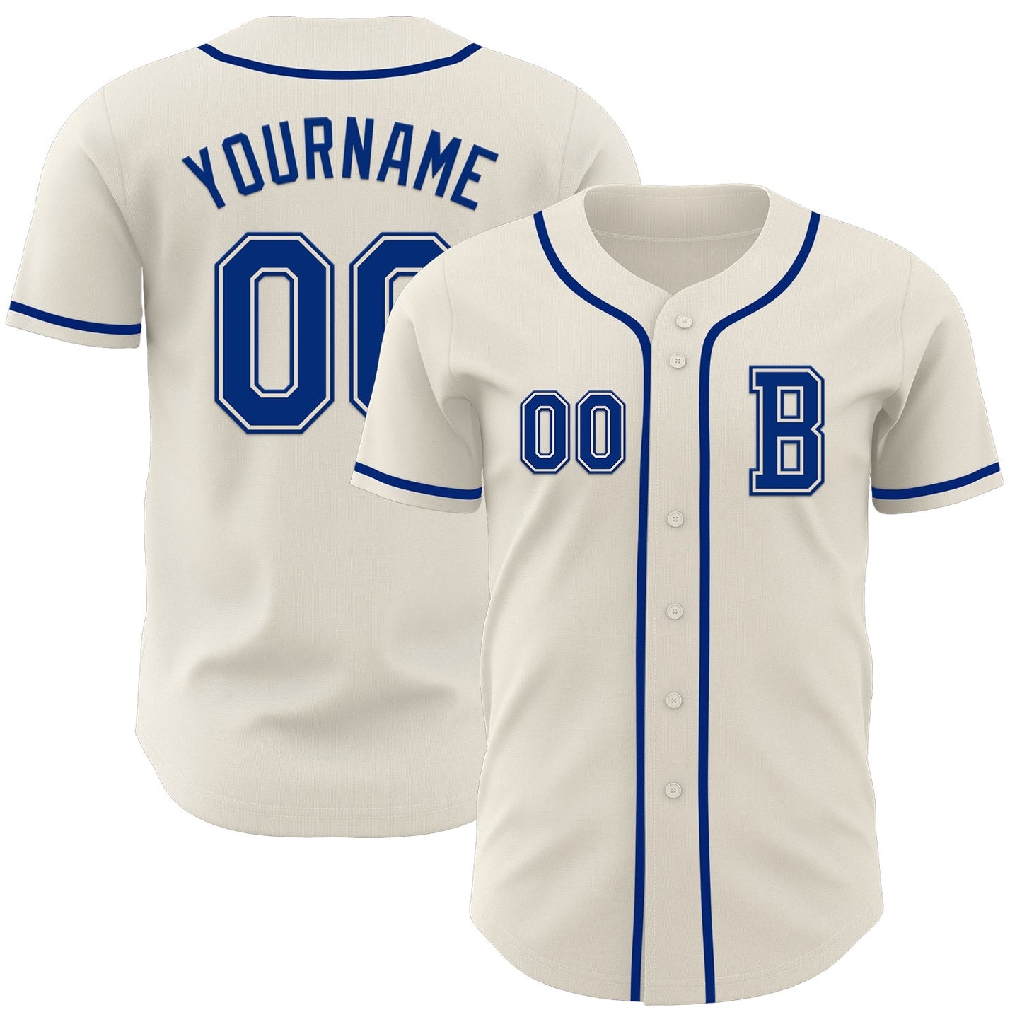 Custom Cream Royal Authentic Baseball Jersey baseball jersey product view 1