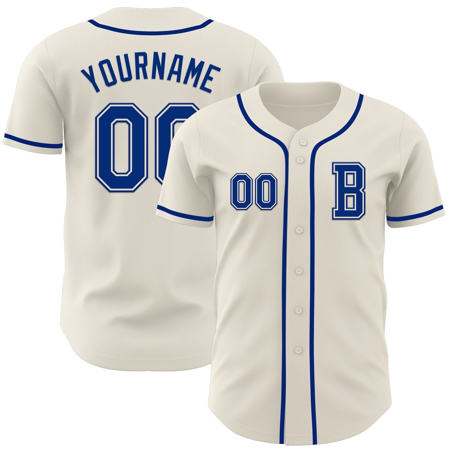 Custom Cream Royal Authentic Baseball Jersey baseball jersey product view 1