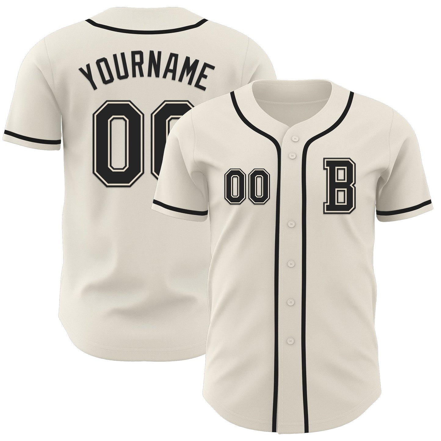 Custom Cream Black Authentic Baseball Jersey baseball jersey product view 1
