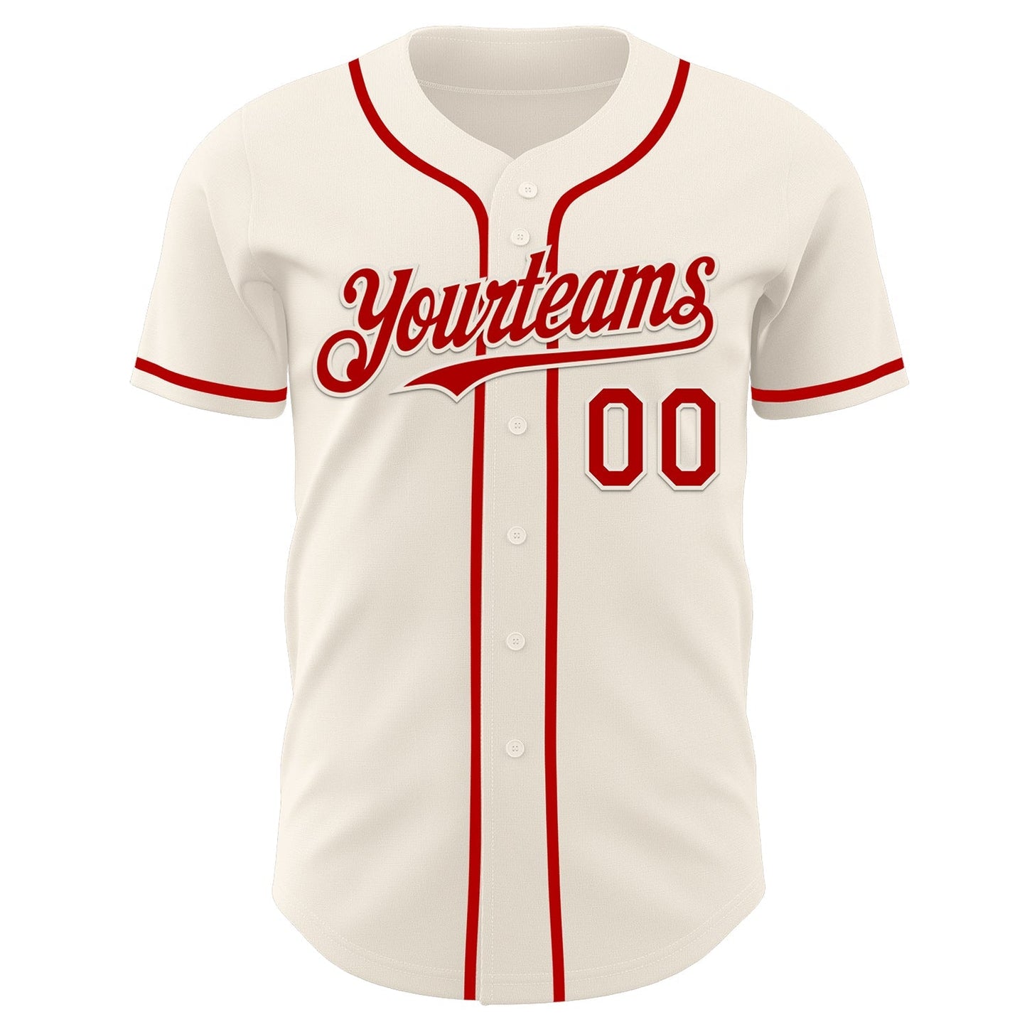 Custom Cream Red Authentic Baseball Jersey baseball jersey product view 2