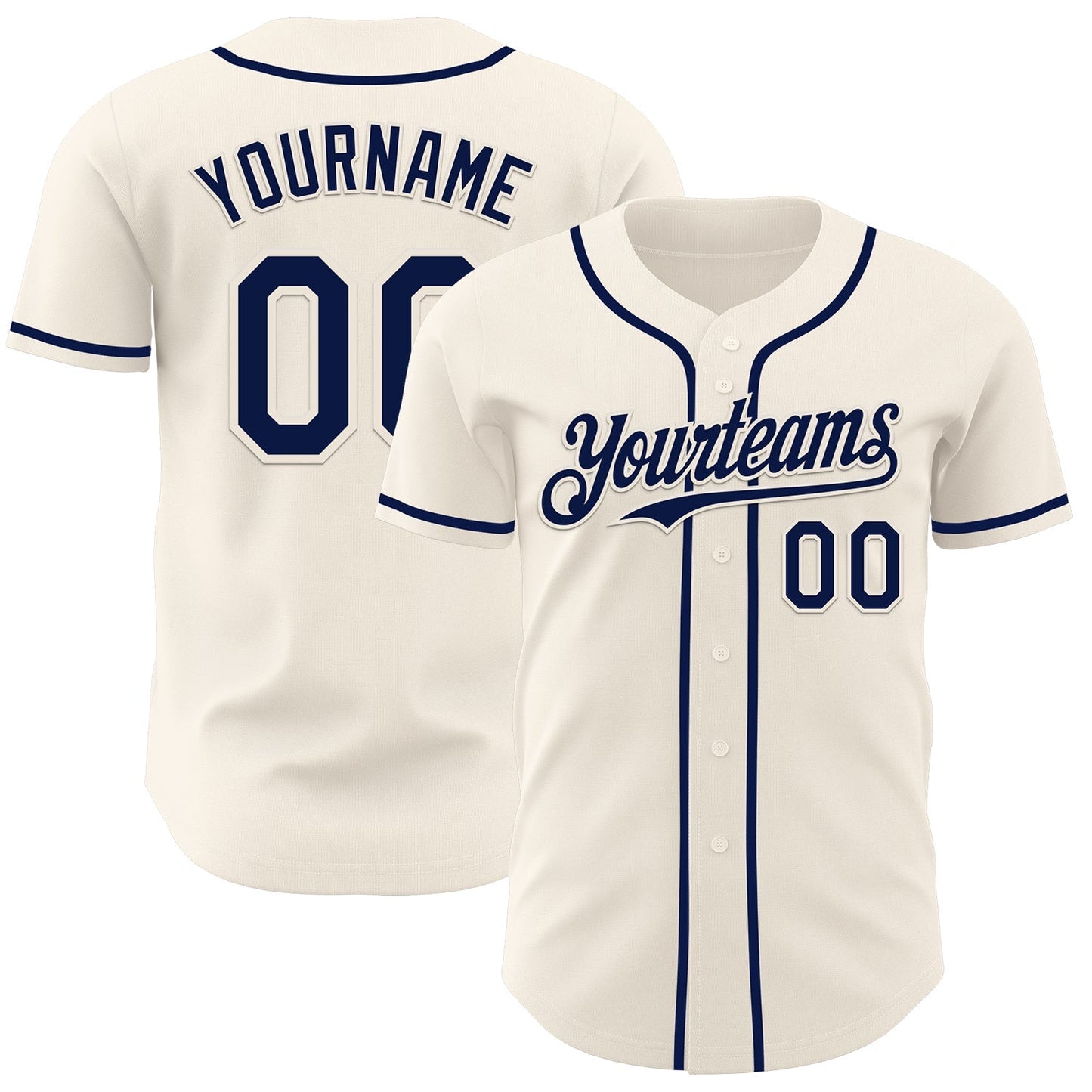 Custom Cream Navy Authentic Baseball Jersey baseball jersey product view 1