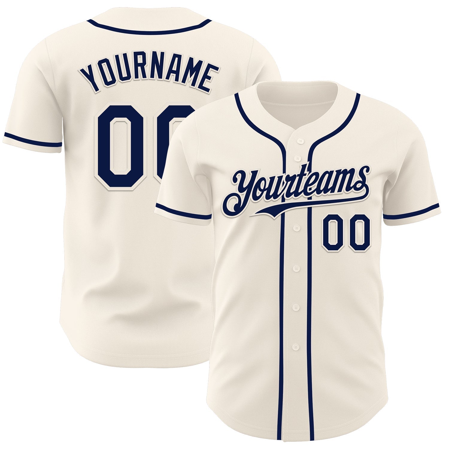 Custom Cream Navy Authentic Baseball Jersey baseball jersey product view 1
