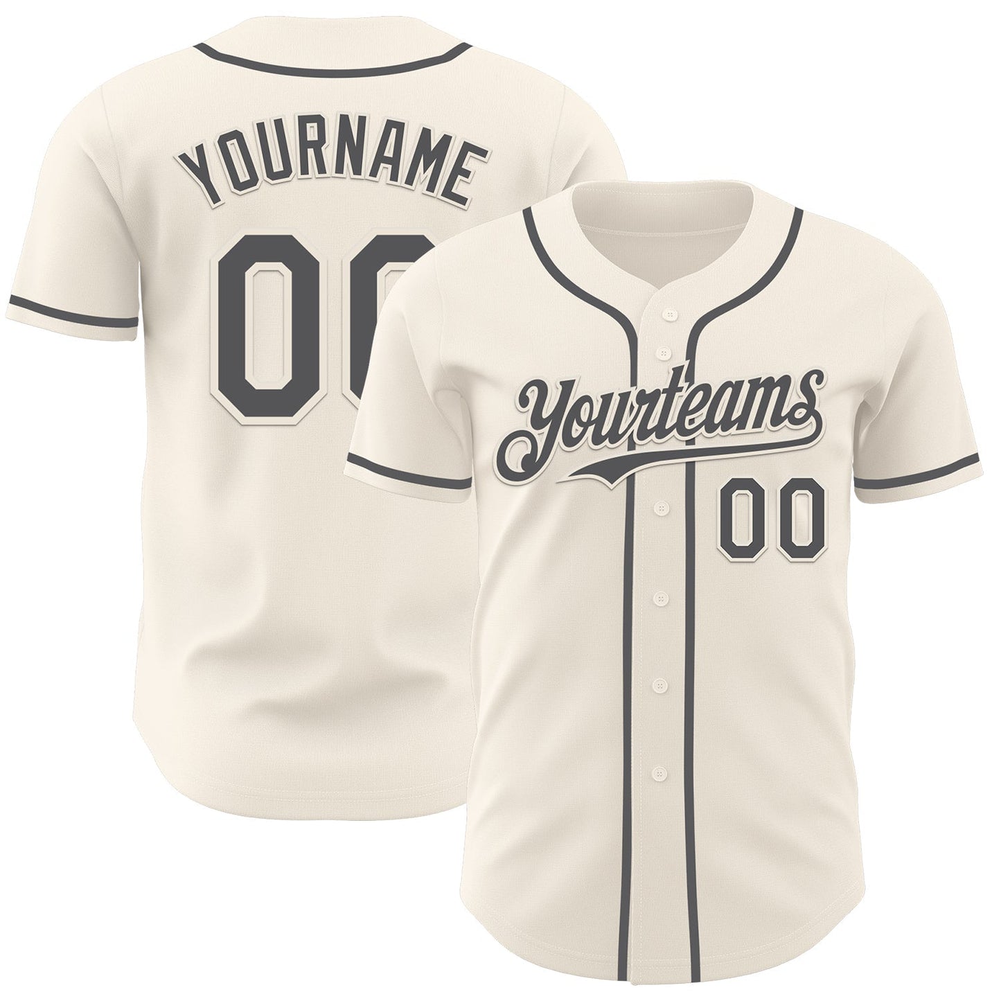 Custom Cream Steel Gray Authentic Baseball Jersey baseball jersey product view 1