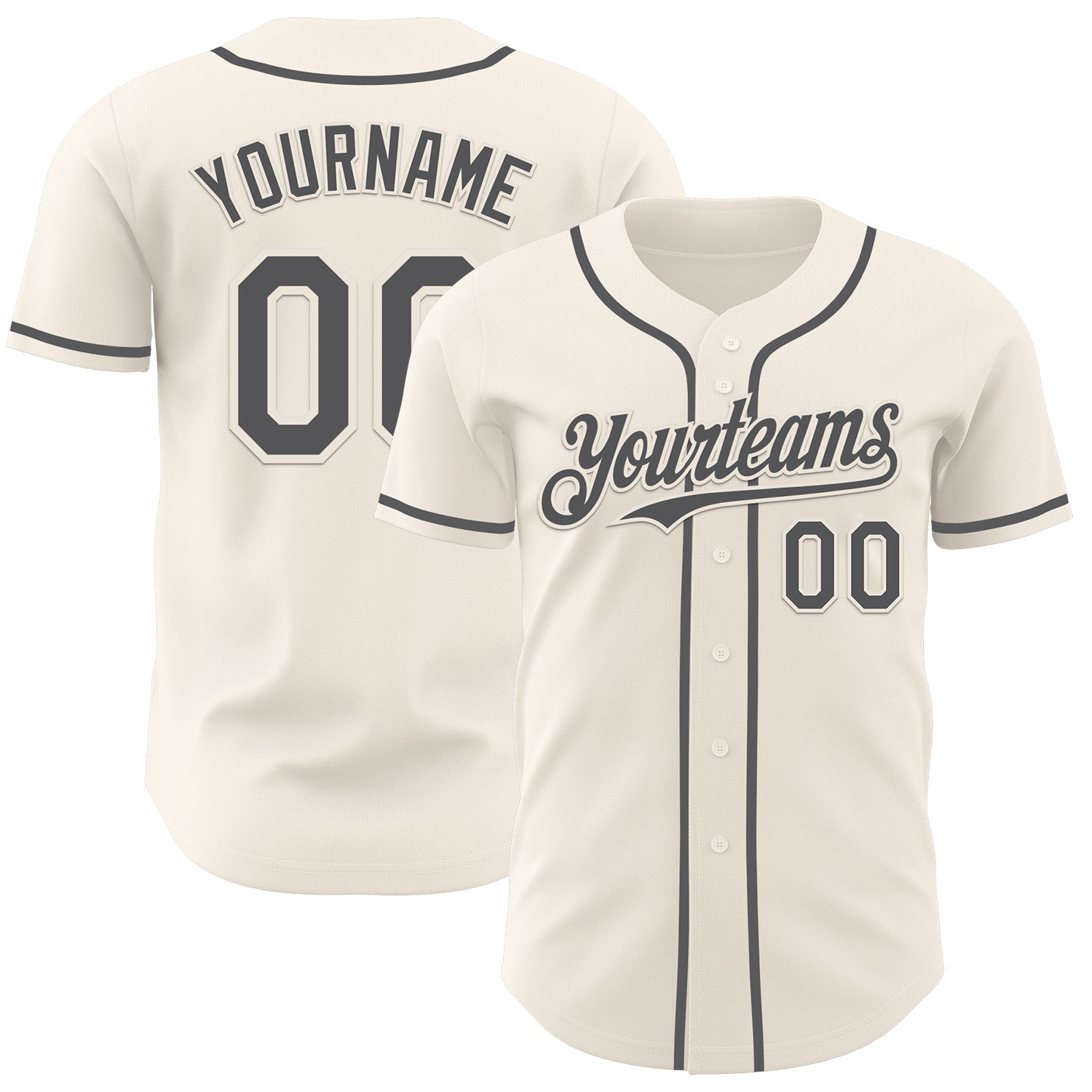 Custom Cream Steel Gray Authentic Baseball Jersey baseball jersey product view 1