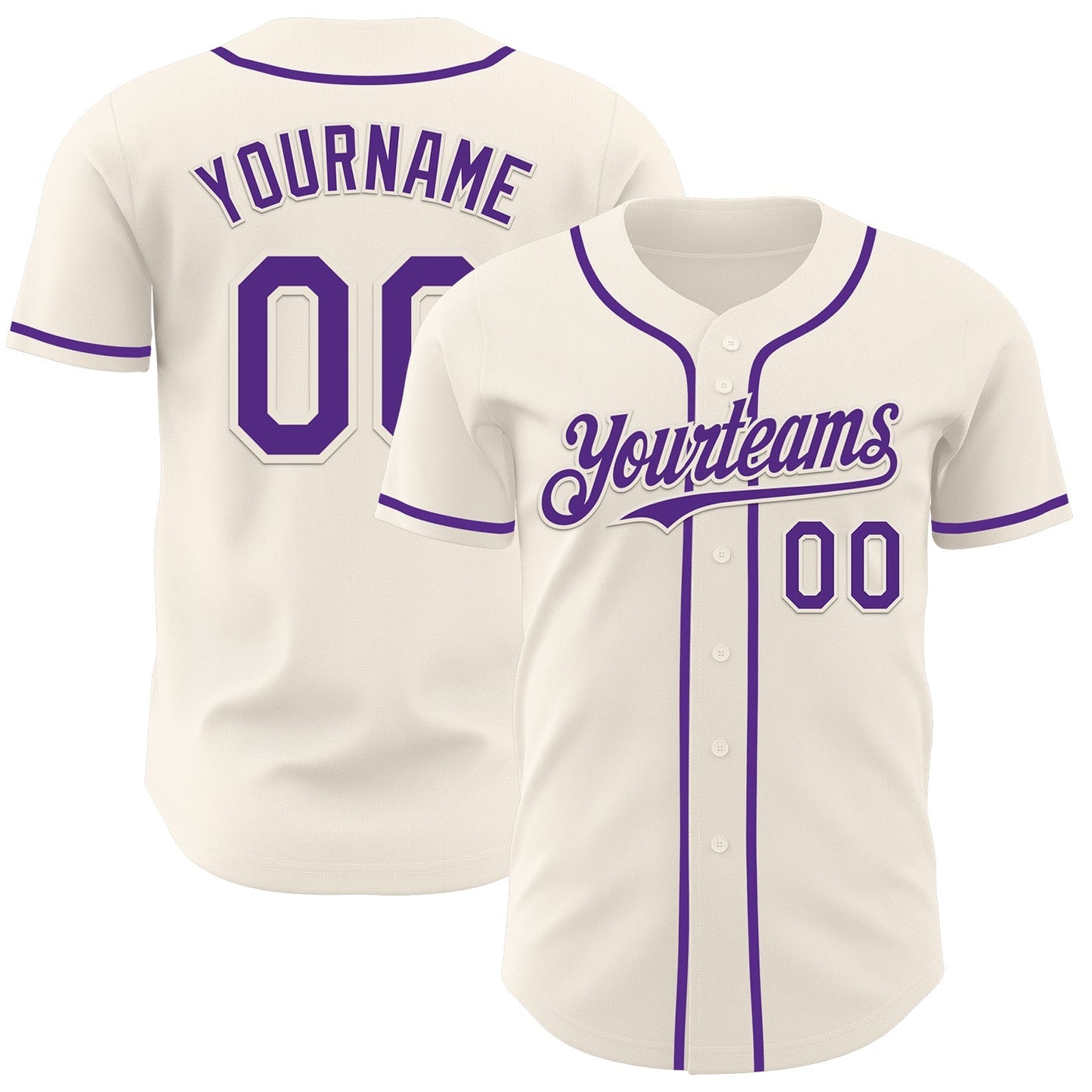 Custom Cream Purple Authentic Baseball Jersey baseball jersey product view 1