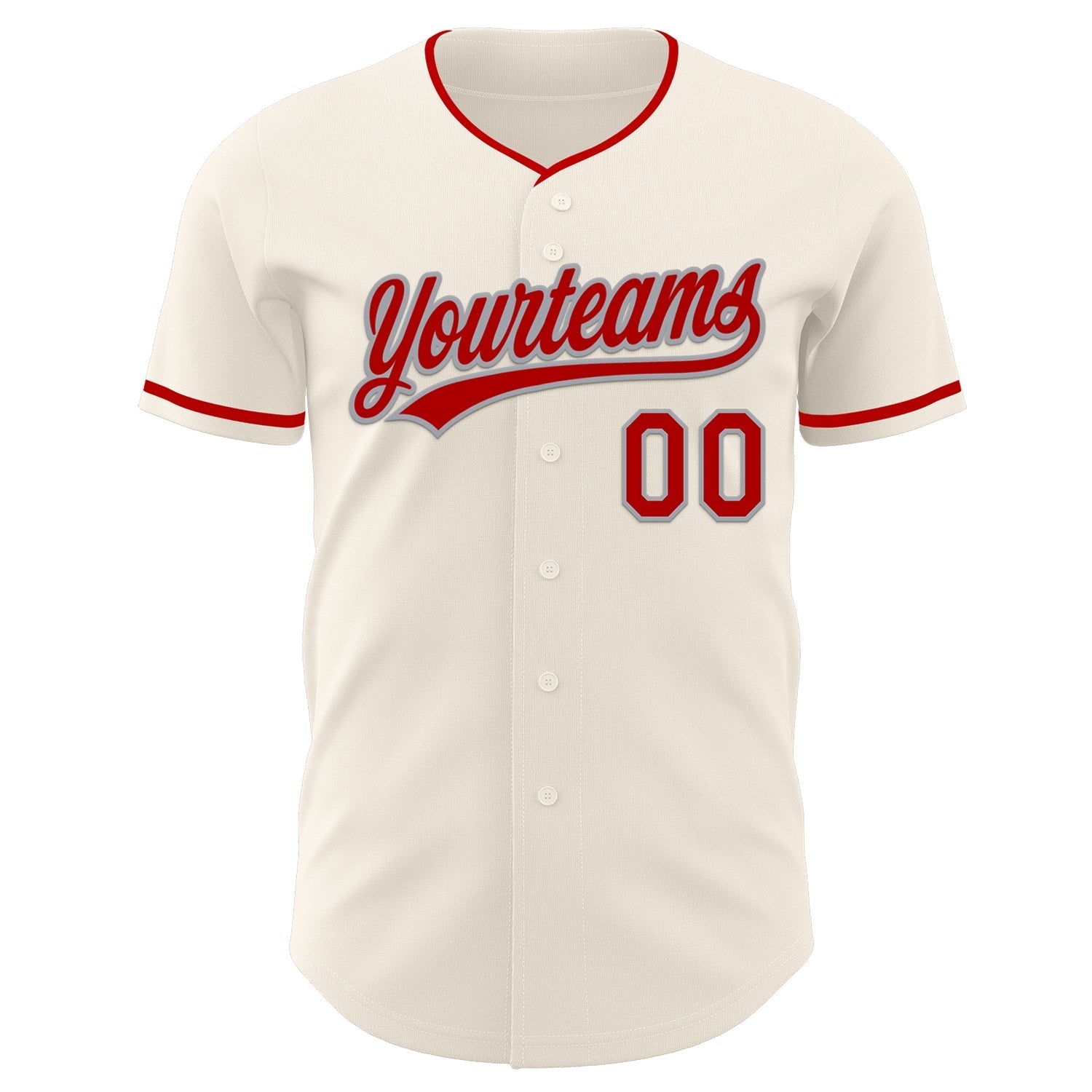Custom Cream Red-Gray Authentic Baseball Jersey baseball jersey product view 2