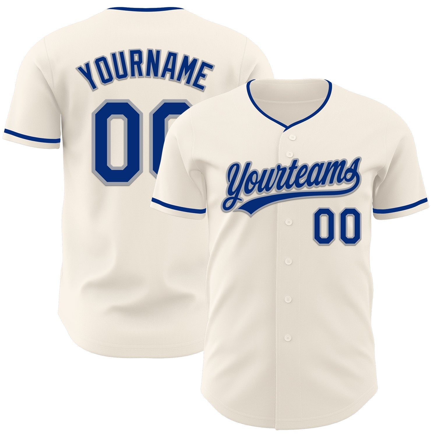 Custom Cream Royal-Gray Authentic Baseball Jersey baseball jersey product view 1