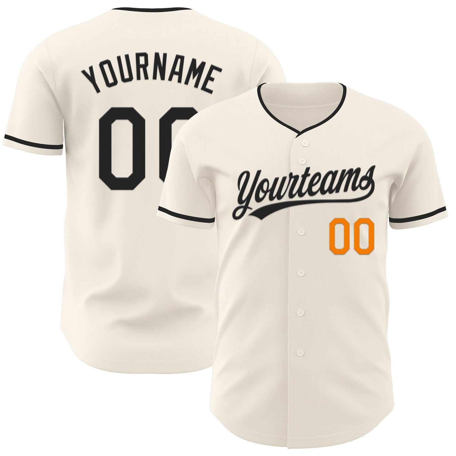 Custom Cream Black-Bay Orange Authentic Baseball Jersey baseball jersey product view 1