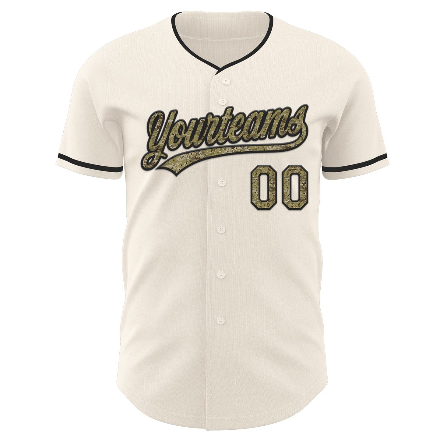 Custom Cream Camo-Black Authentic Baseball Jersey baseball jersey product view 2