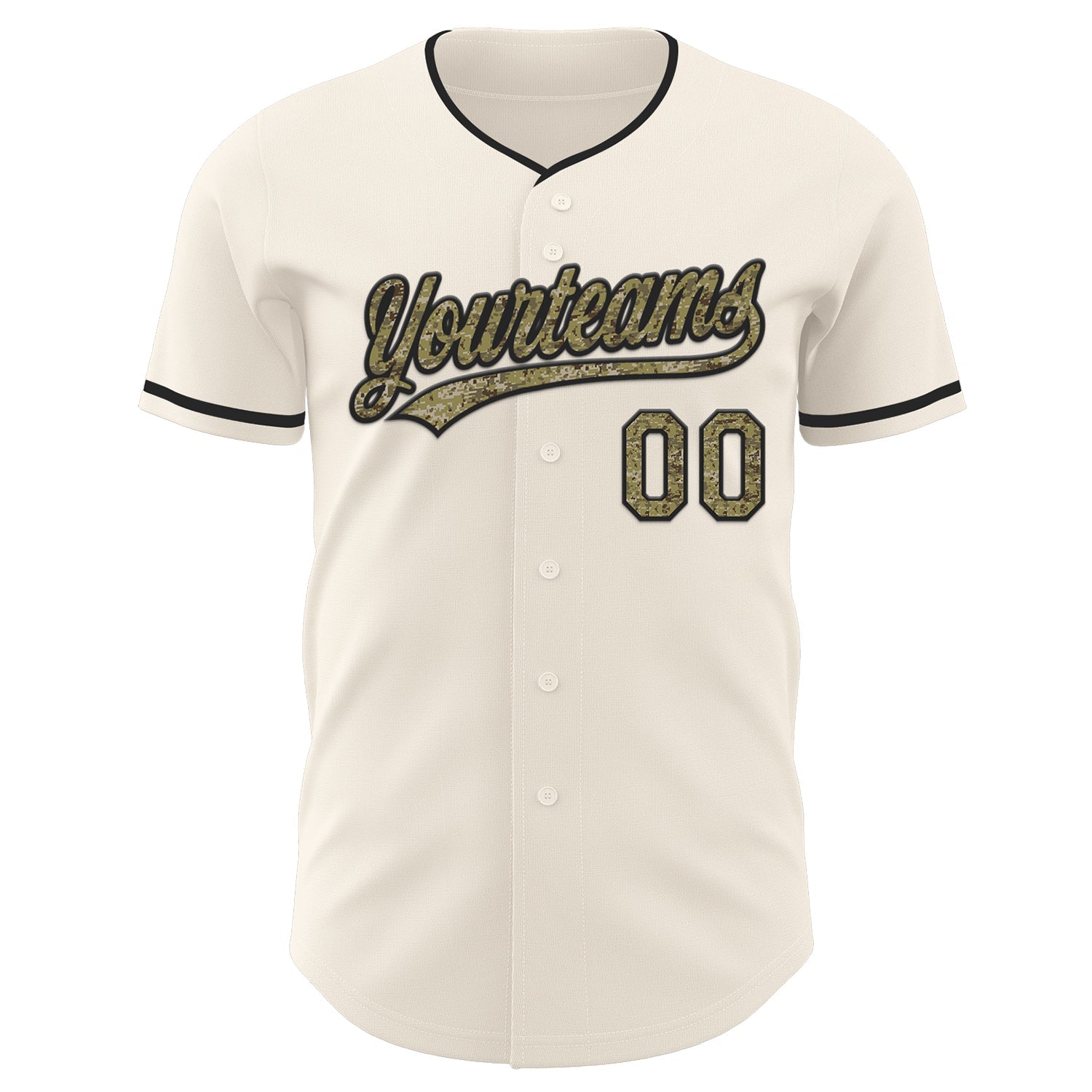Custom Cream Camo-Black Authentic Baseball Jersey baseball jersey product view 2