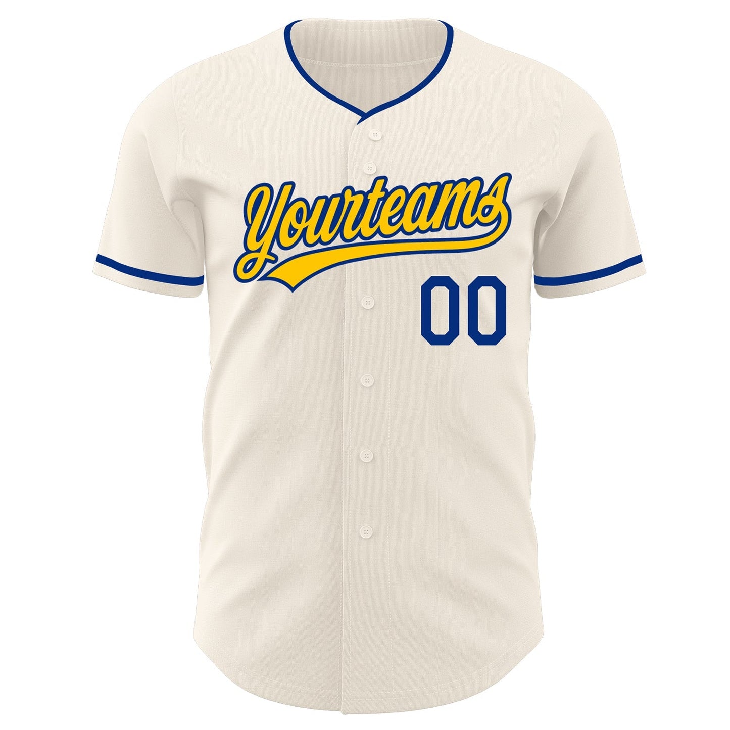 Custom Cream Yellow-Royal Authentic Baseball Jersey baseball jersey product view 2