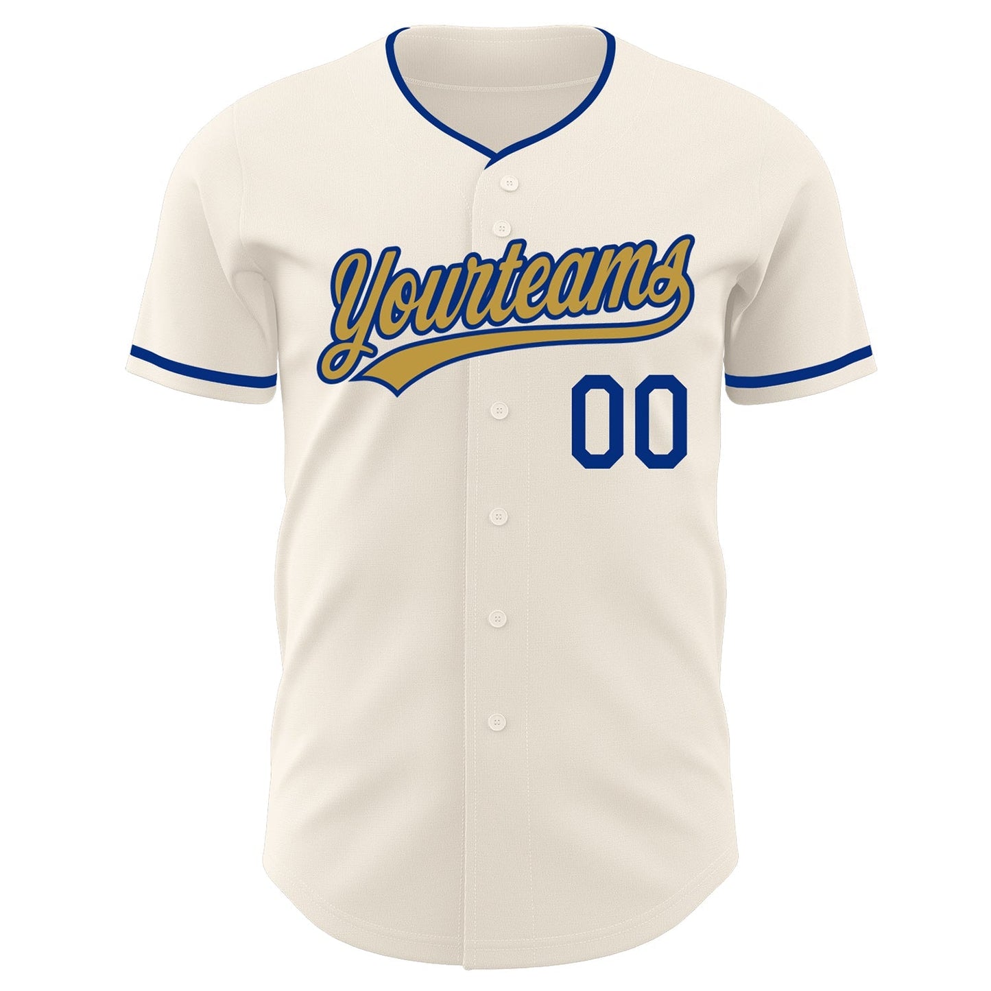 Custom Cream Old Gold-Royal Authentic Baseball Jersey baseball jersey product view 2