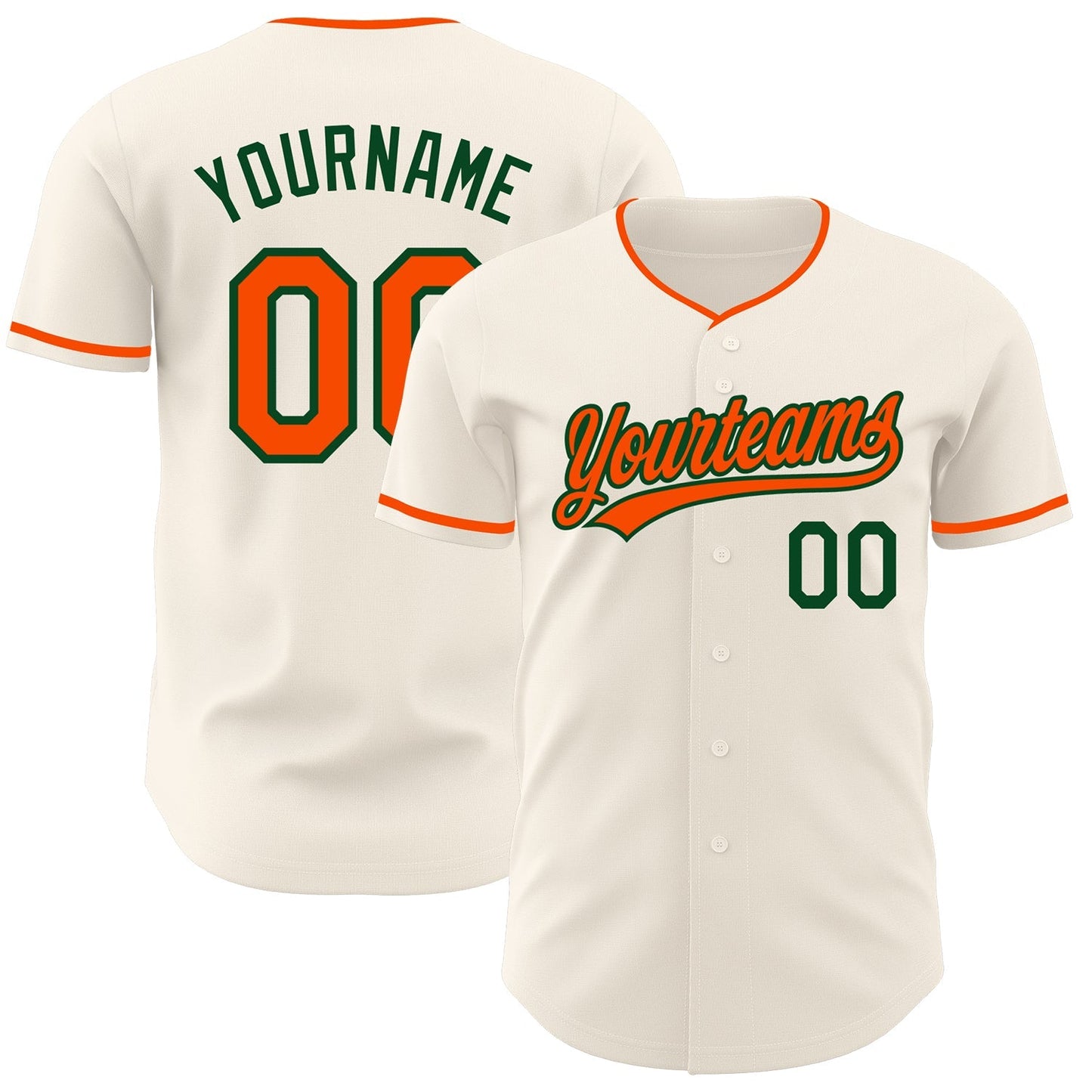 Custom Cream Orange-Green Authentic Baseball Jersey baseball jersey product view 1