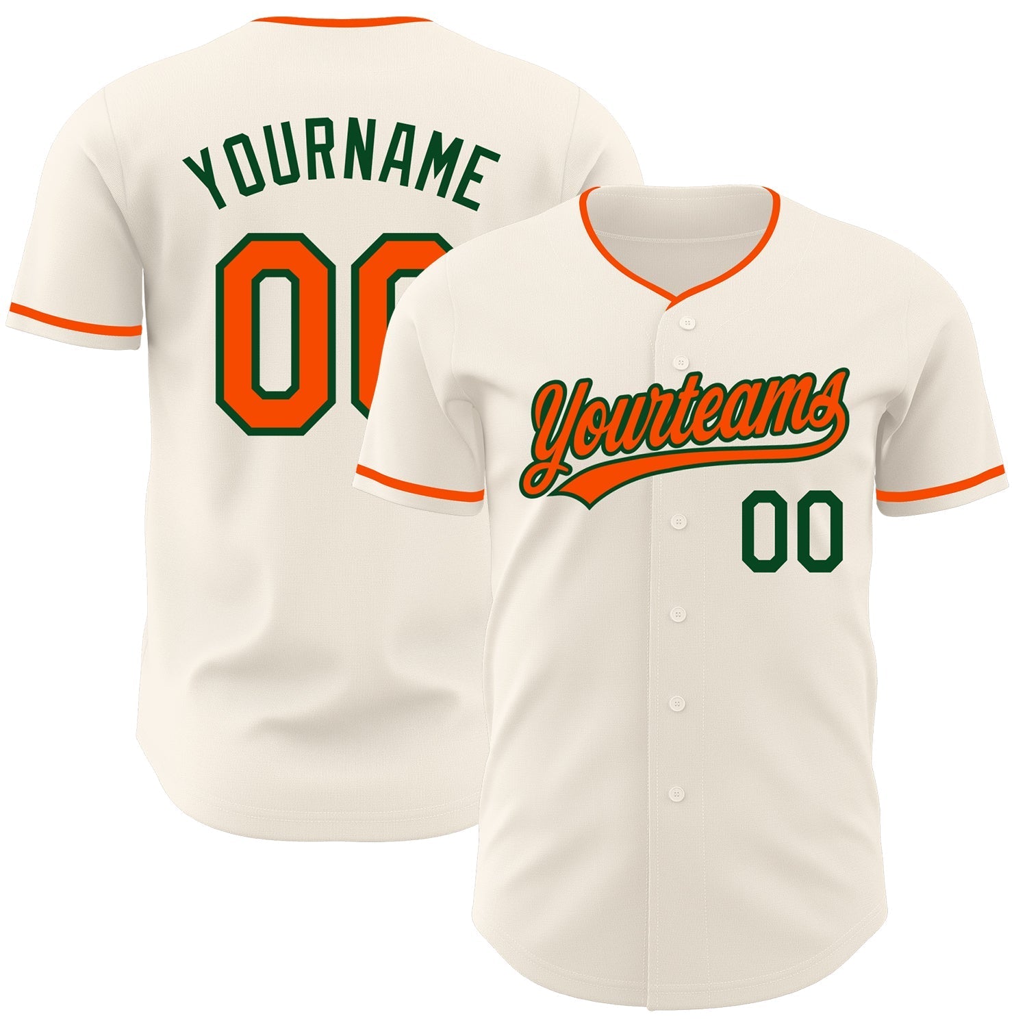 Custom Cream Orange-Green Authentic Baseball Jersey baseball jersey product view 1