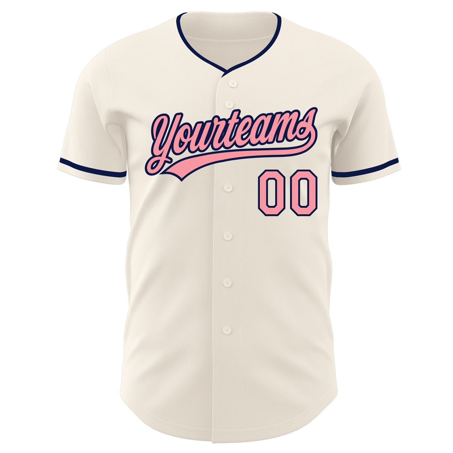 Custom Cream Medium Pink-Navy Authentic Baseball Jersey baseball jersey product view 2