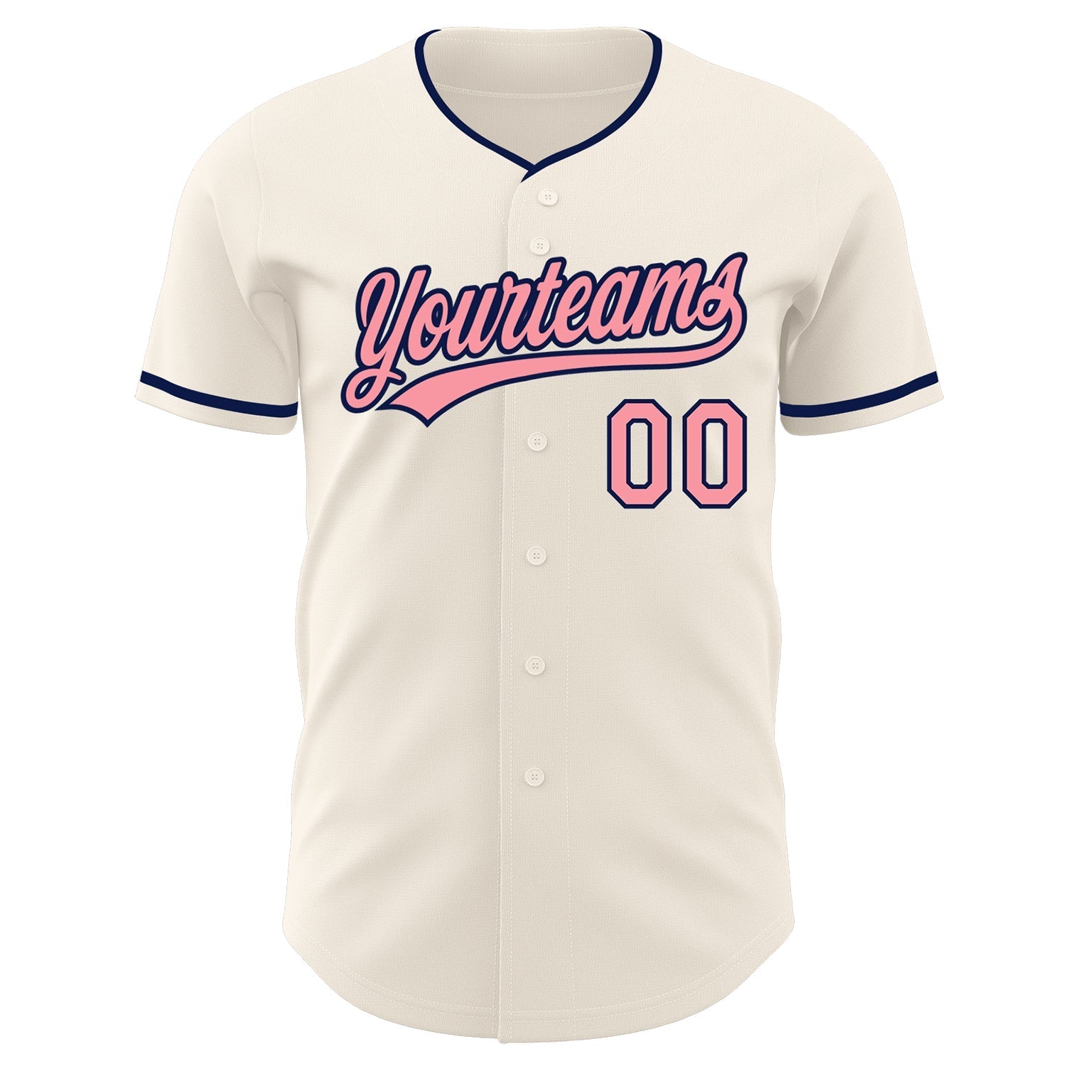 Custom Cream Medium Pink-Navy Authentic Baseball Jersey baseball jersey product view 2