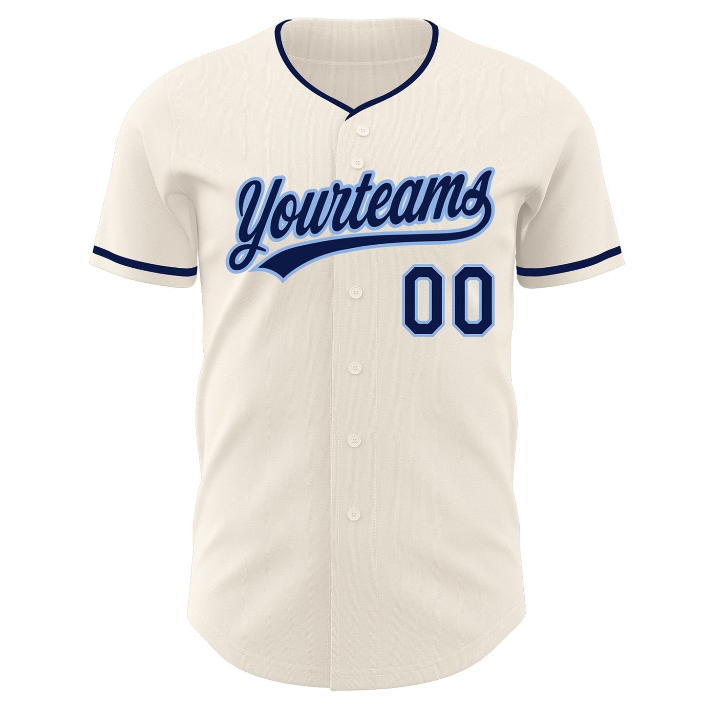 Custom Cream Navy-Light Blue Authentic Baseball Jersey baseball jersey product view 2