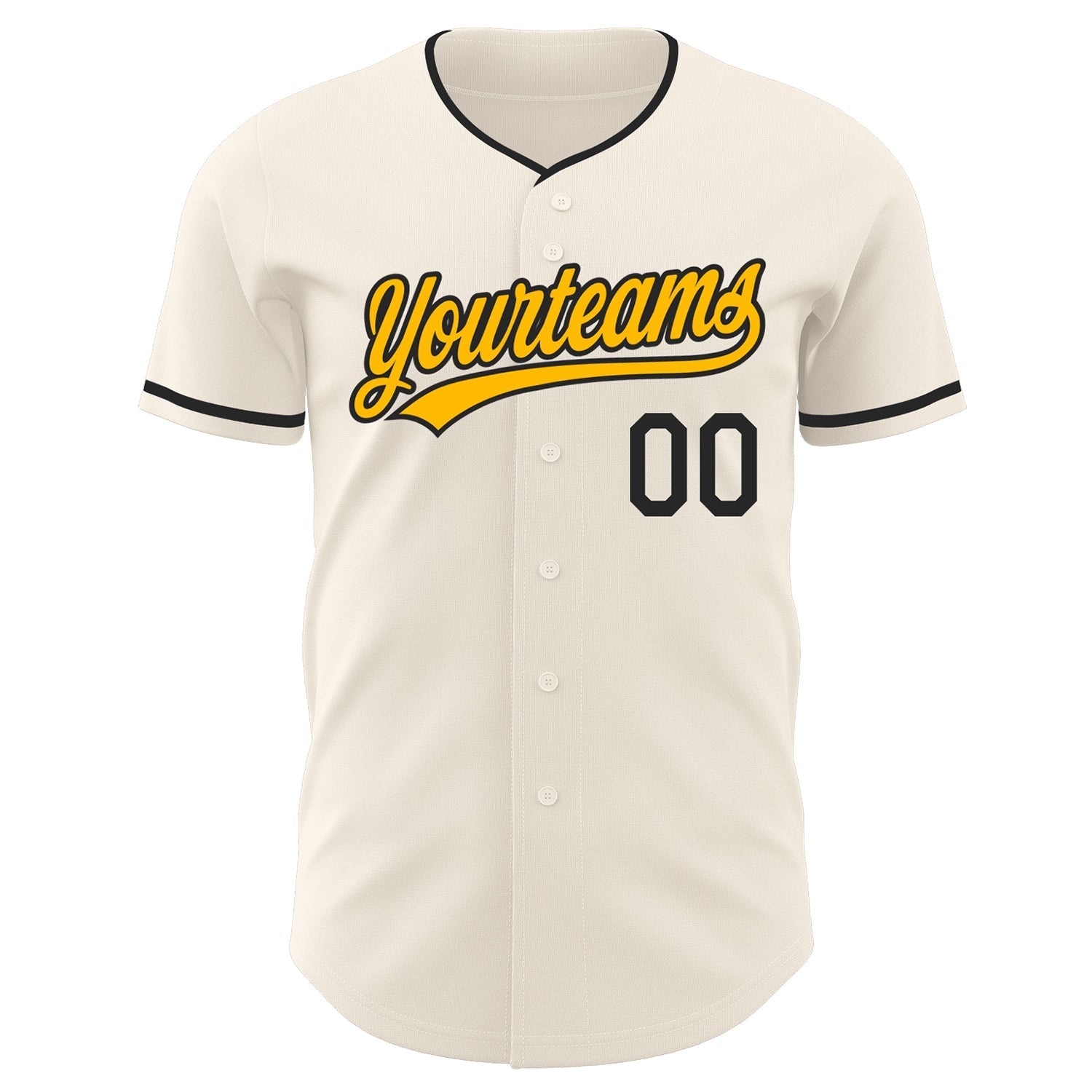 Custom Cream Gold-Black Authentic Baseball Jersey baseball jersey product view 2