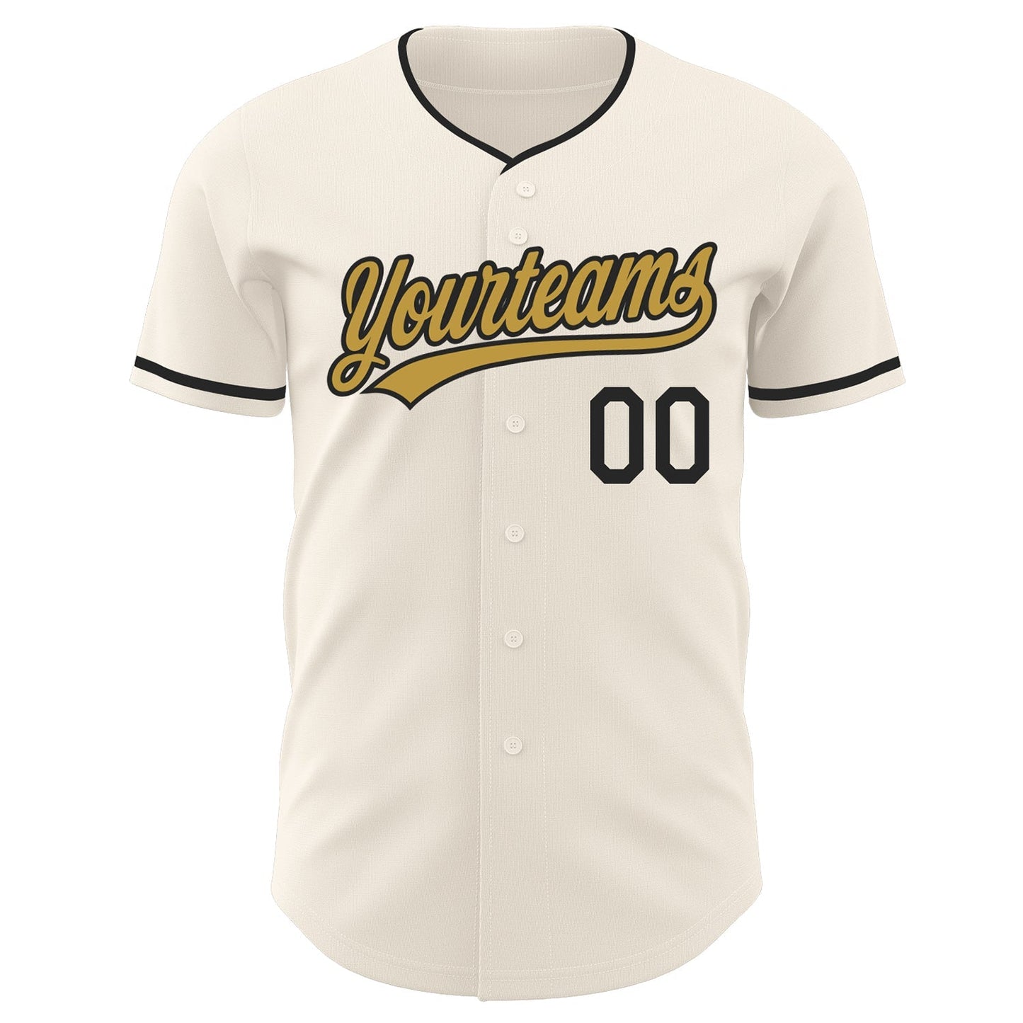 Custom Cream Old Gold-Black Authentic Baseball Jersey baseball jersey product view 2