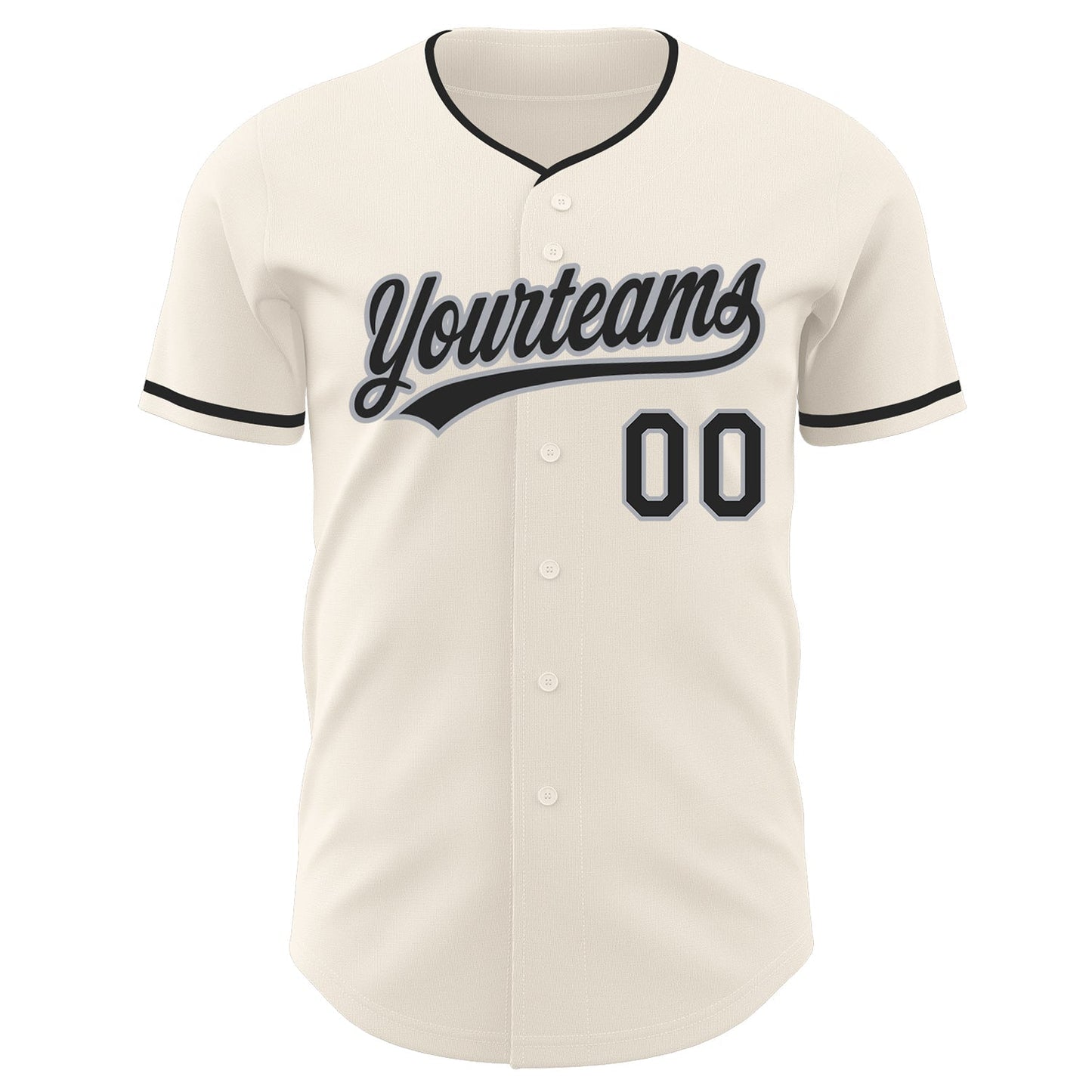 Custom Cream Black-Gray Authentic Baseball Jersey baseball jersey product view 2