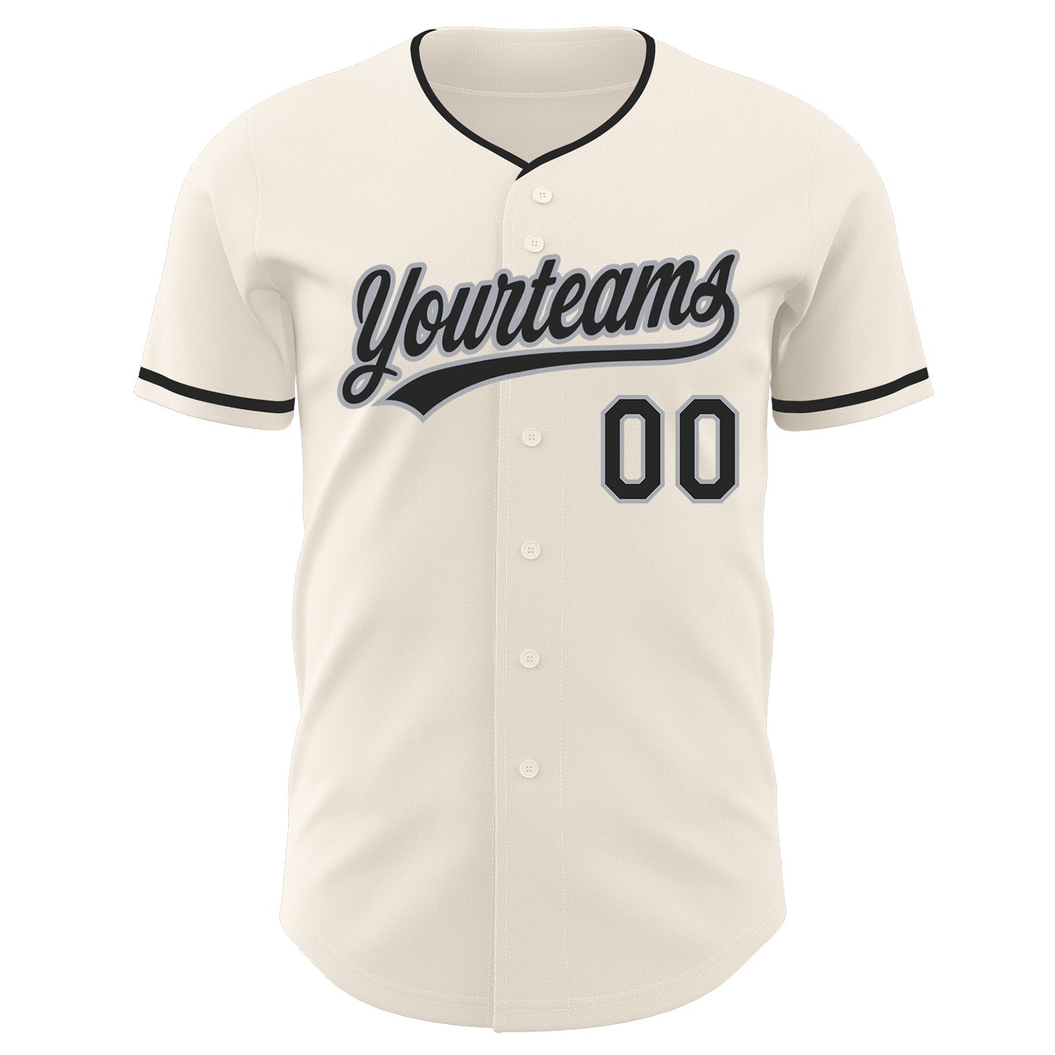Custom Cream Black-Gray Authentic Baseball Jersey baseball jersey product view 2