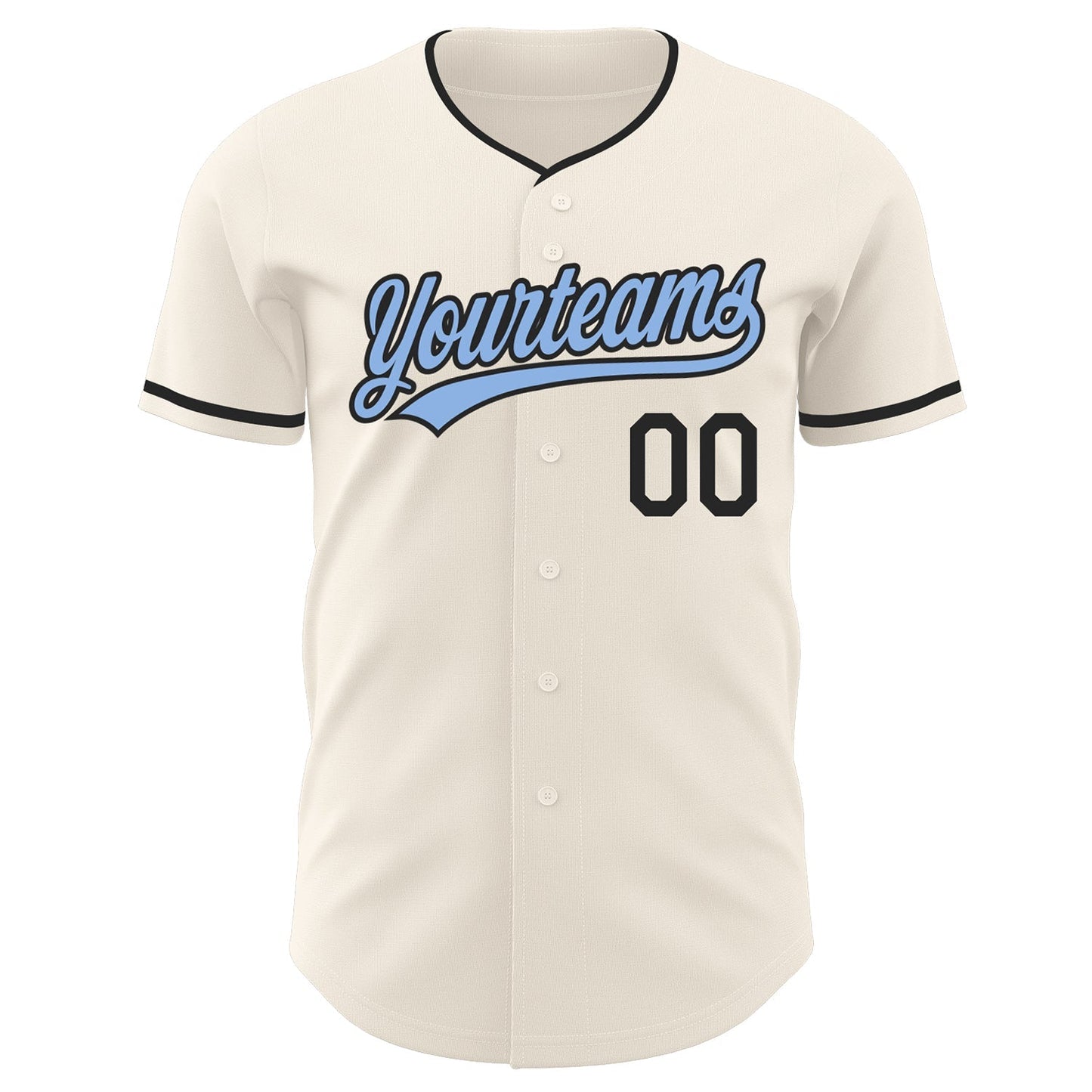 Custom Cream Light Blue-Black Authentic Baseball Jersey baseball jersey product view 2