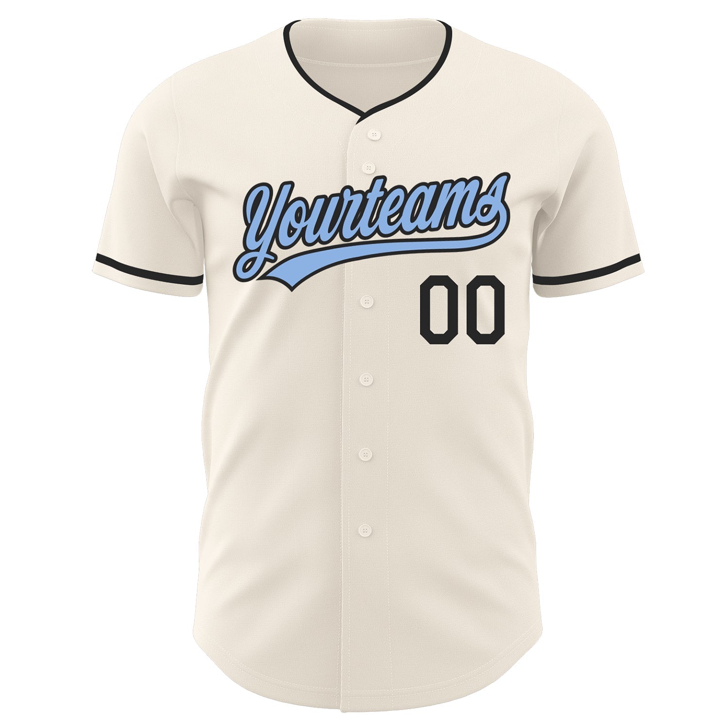 Custom Cream Light Blue-Black Authentic Baseball Jersey baseball jersey product view 2