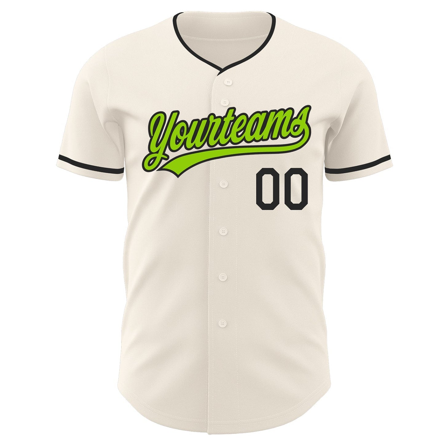 Custom Cream Neon Green-Black Authentic Baseball Jersey baseball jersey product view 2