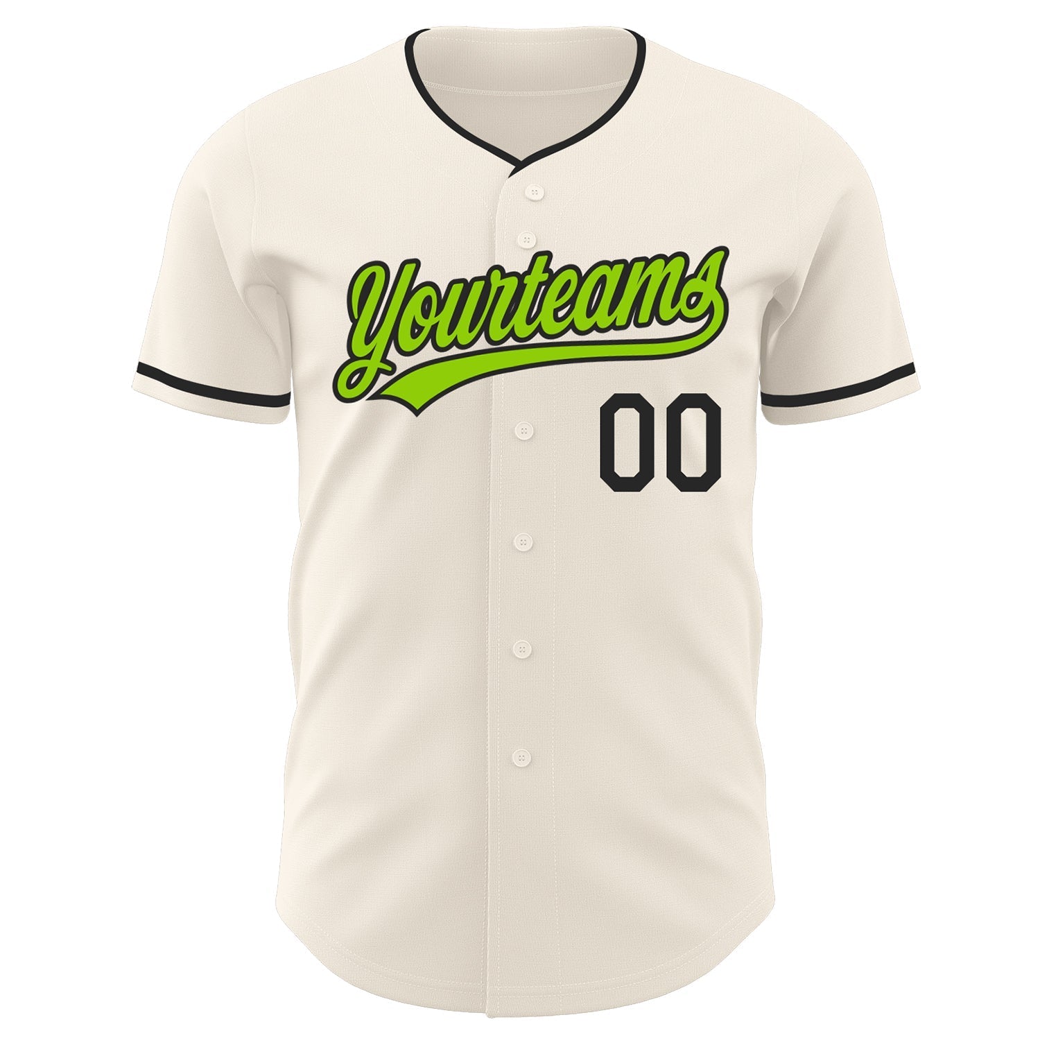Custom Cream Neon Green-Black Authentic Baseball Jersey baseball jersey product view 2