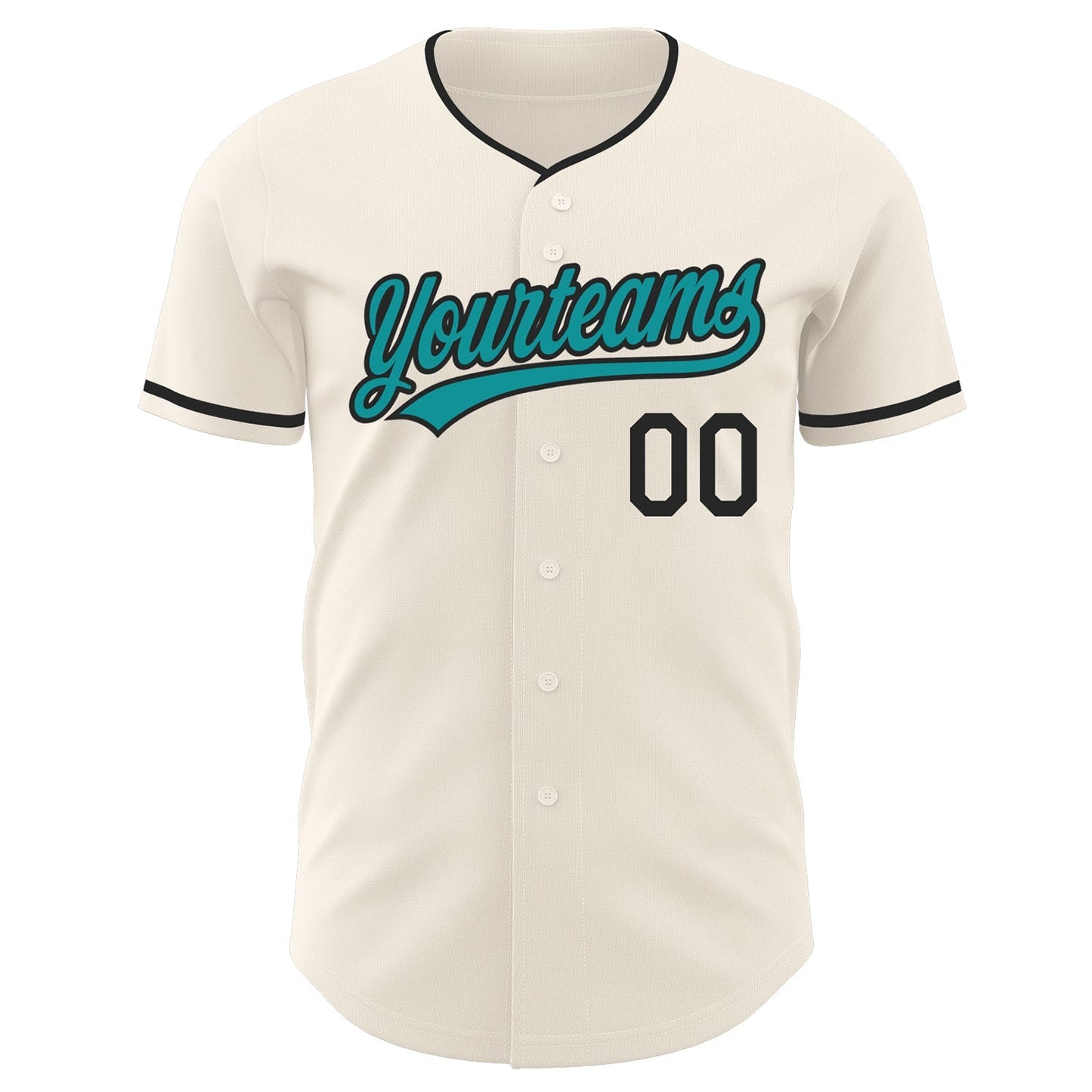 Custom Cream Teal-Black Authentic Baseball Jersey baseball jersey product view 2
