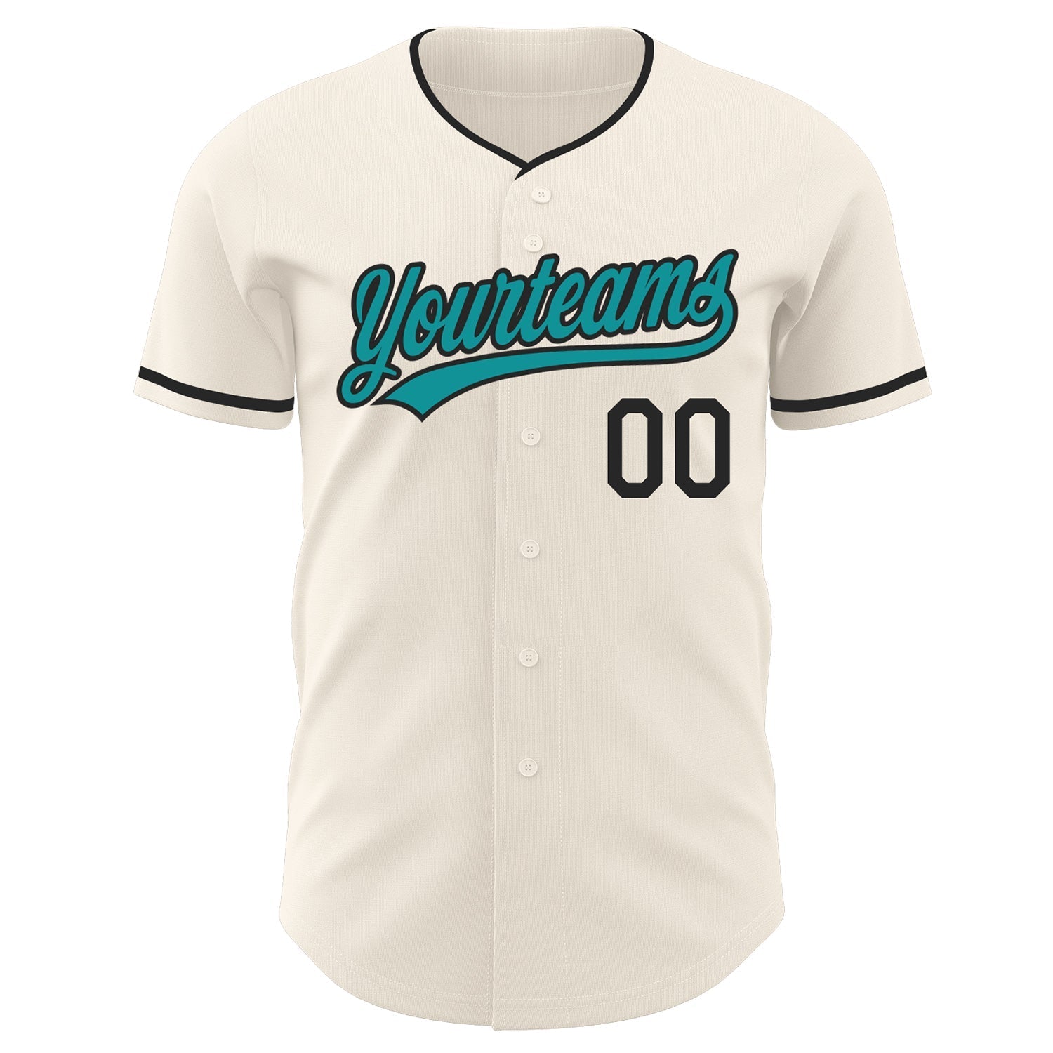 Custom Cream Teal-Black Authentic Baseball Jersey baseball jersey product view 2