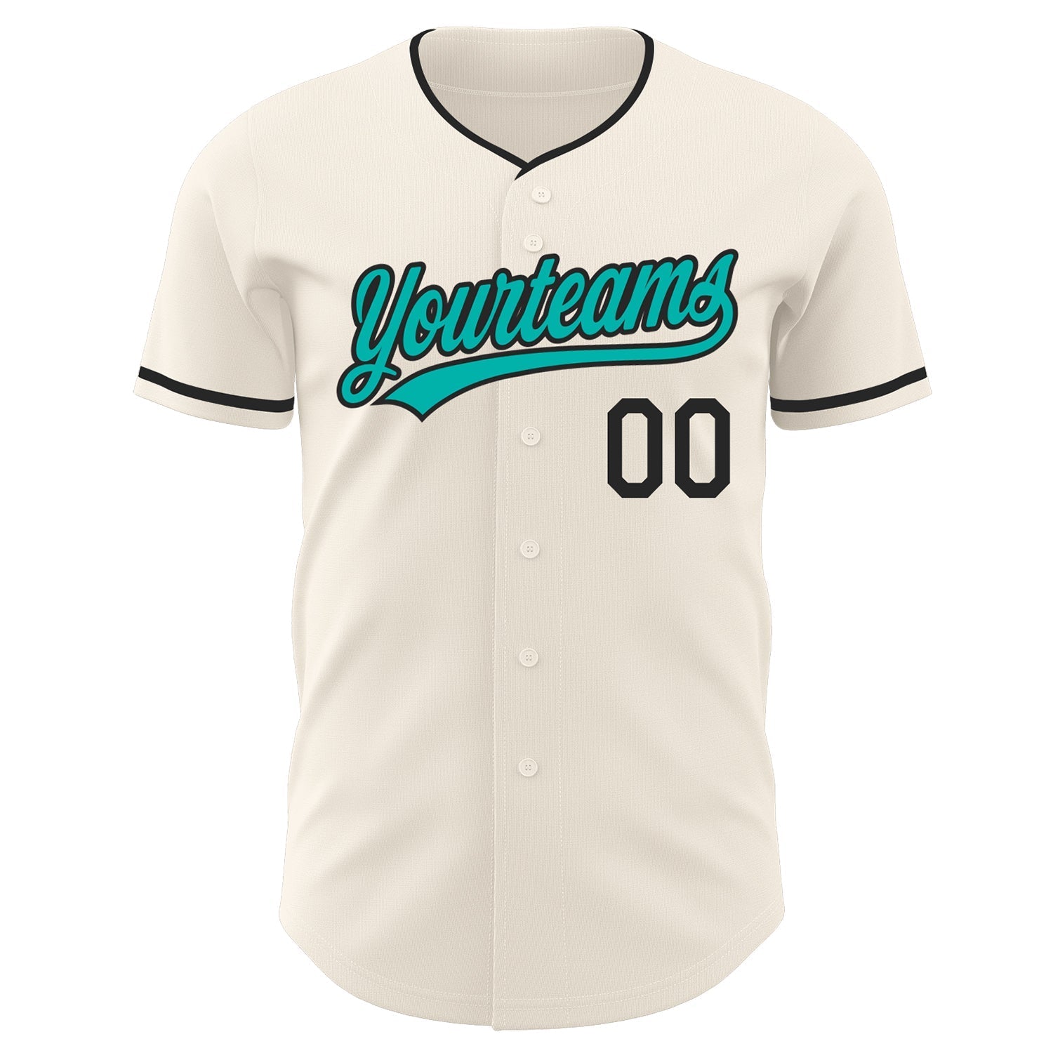 Custom Cream Aqua-Black Authentic Baseball Jersey baseball jersey product view 2