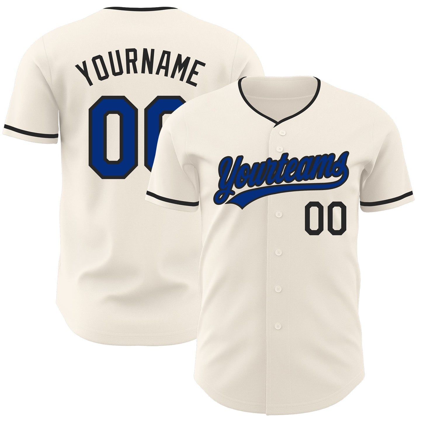 Custom Cream Royal-Black Authentic Baseball Jersey baseball jersey product view 1