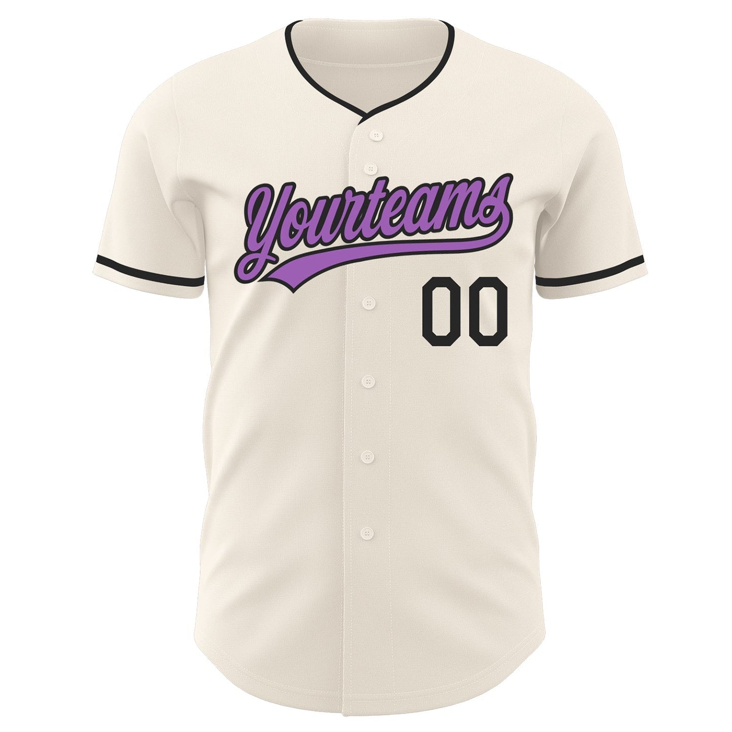 Custom Cream Medium Purple-Black Authentic Baseball Jersey baseball jersey product view 2