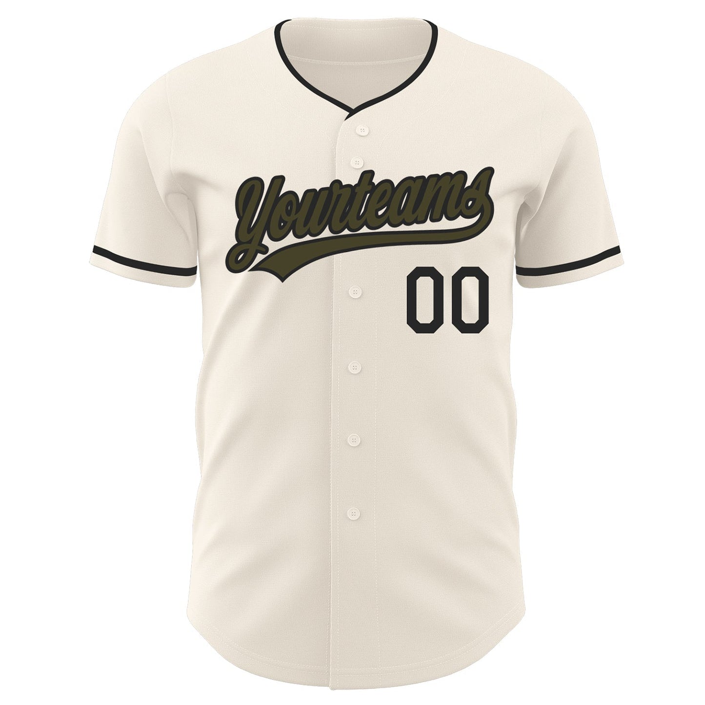Custom Cream Olive-Black Authentic Baseball Jersey baseball jersey product view 2