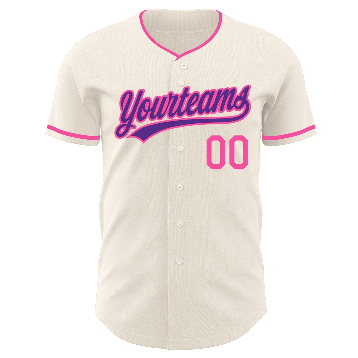 Custom Cream Purple-Pink Authentic Baseball Jersey baseball jersey product view 2
