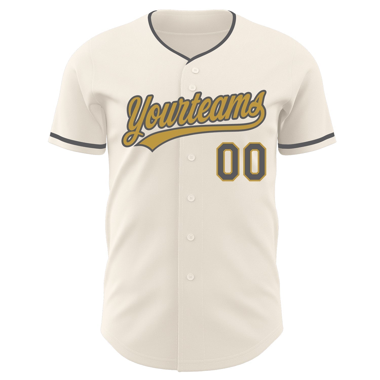 Custom Cream Steel Gray-Old Gold Authentic Baseball Jersey baseball jersey product view 2