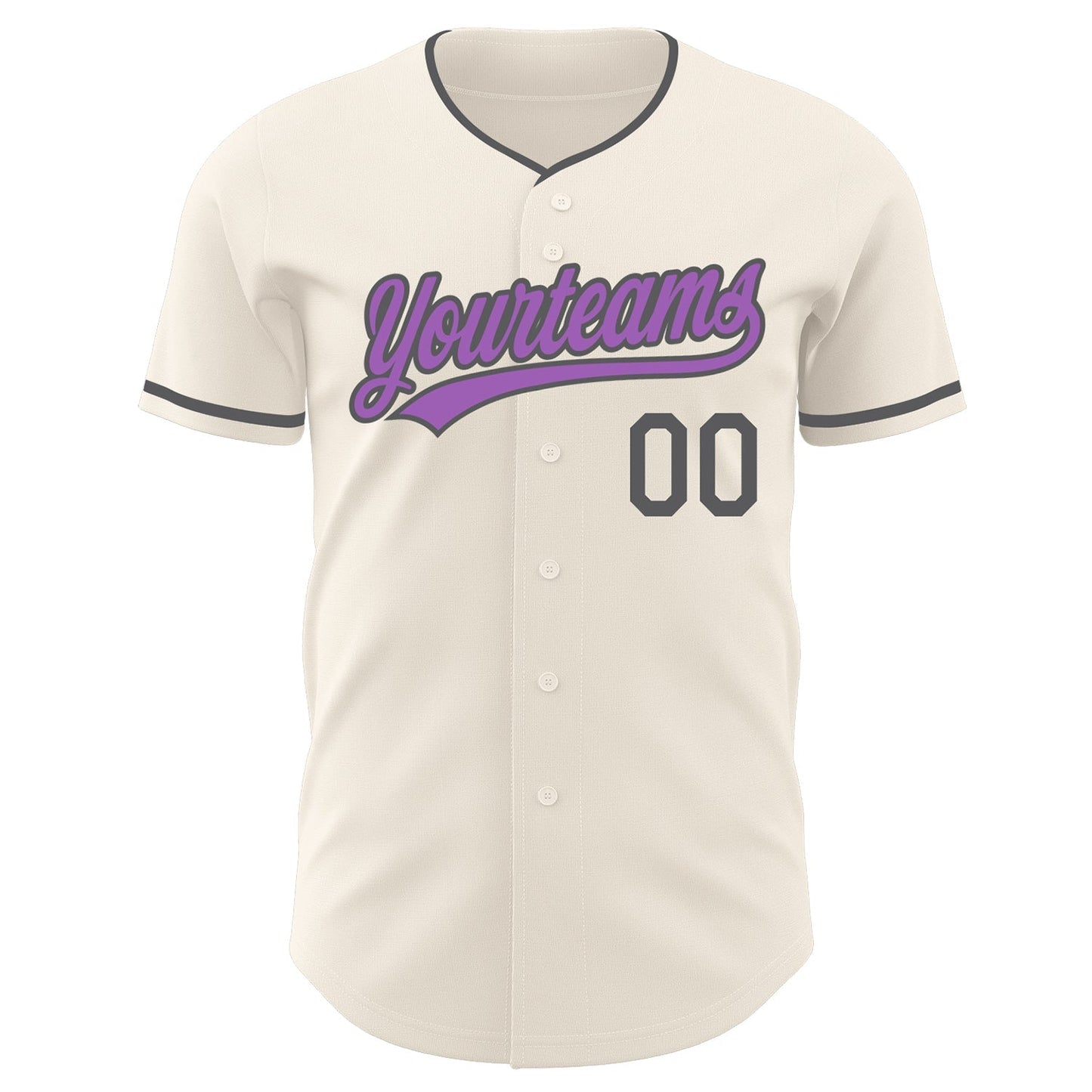 Custom Cream Medium Purple-Steel Gray Authentic Baseball Jersey baseball jersey product view 2